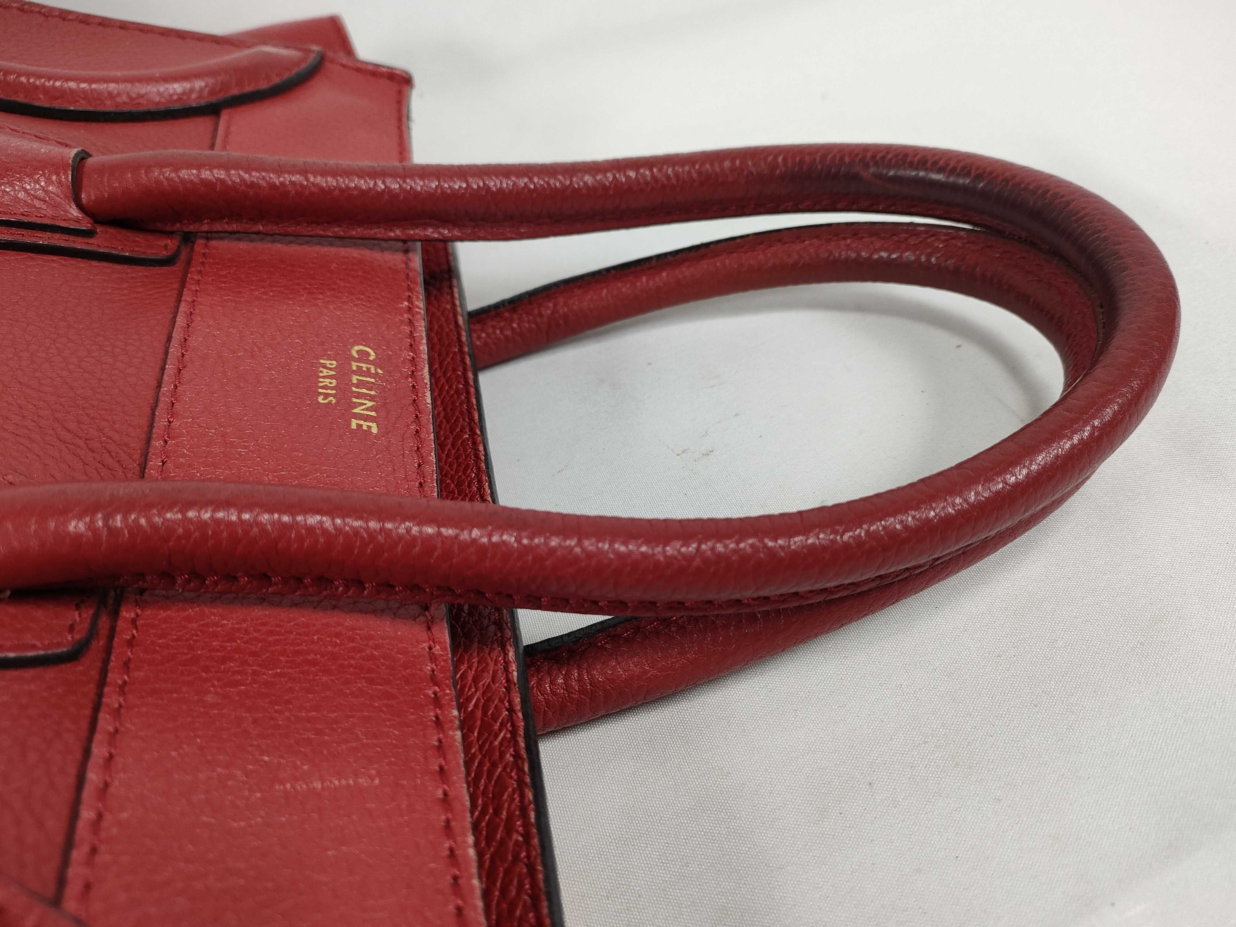 Micro Shopper Tote Bag, Leather, Red, Handbag — view 3