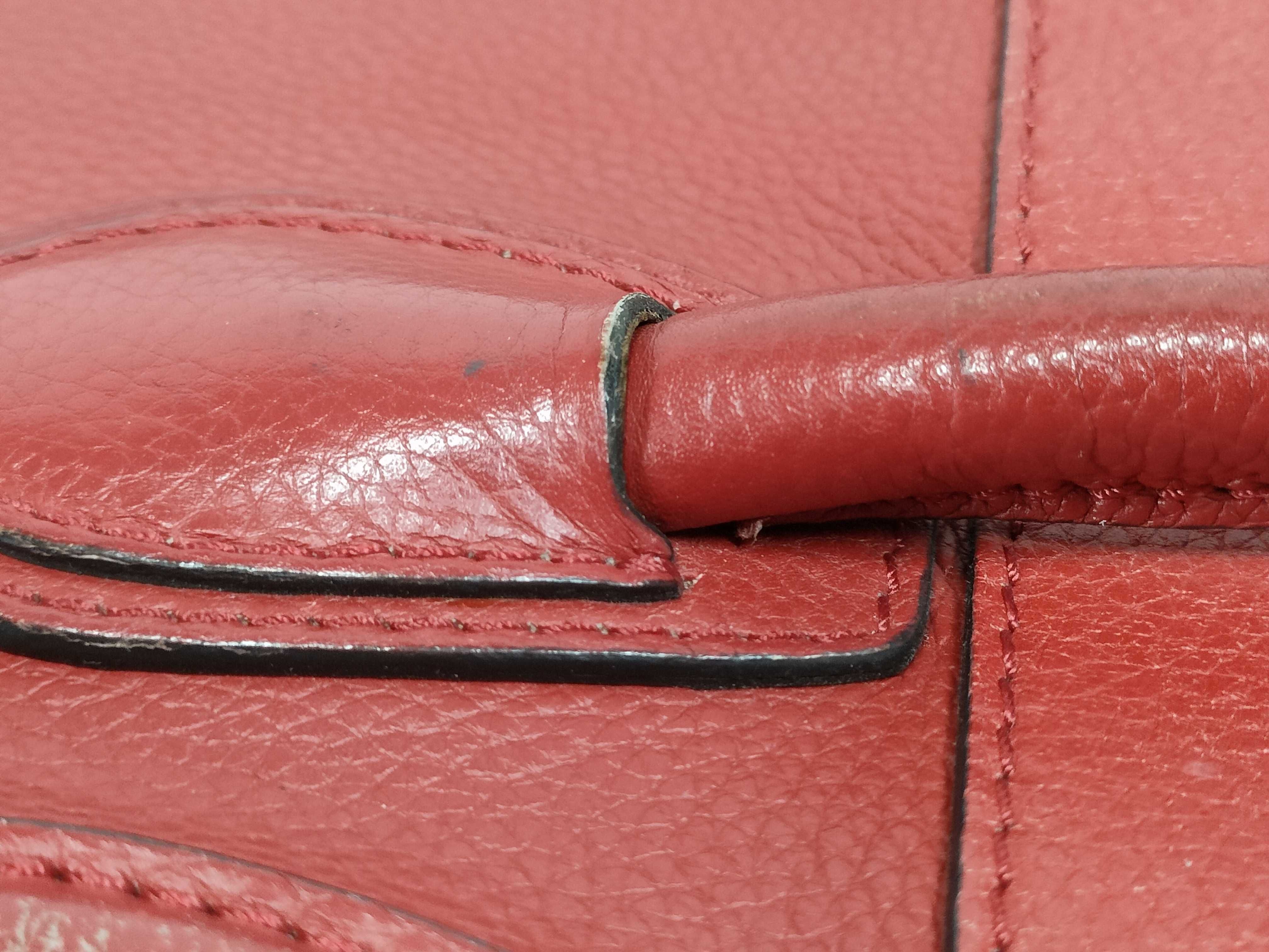 Micro Shopper Tote Bag, Leather, Red, Handbag — view 5