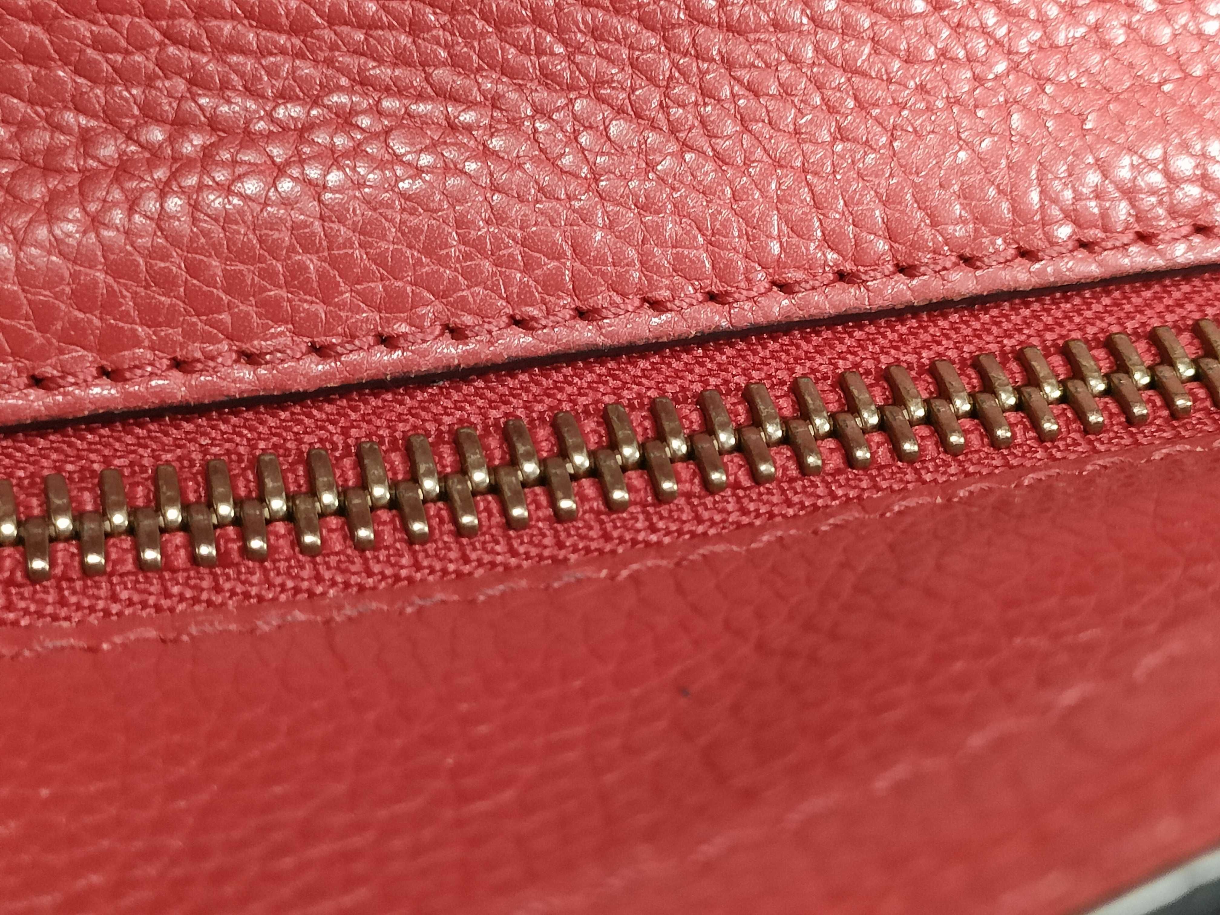 Micro Shopper Tote Bag, Leather, Red, Handbag — view 6