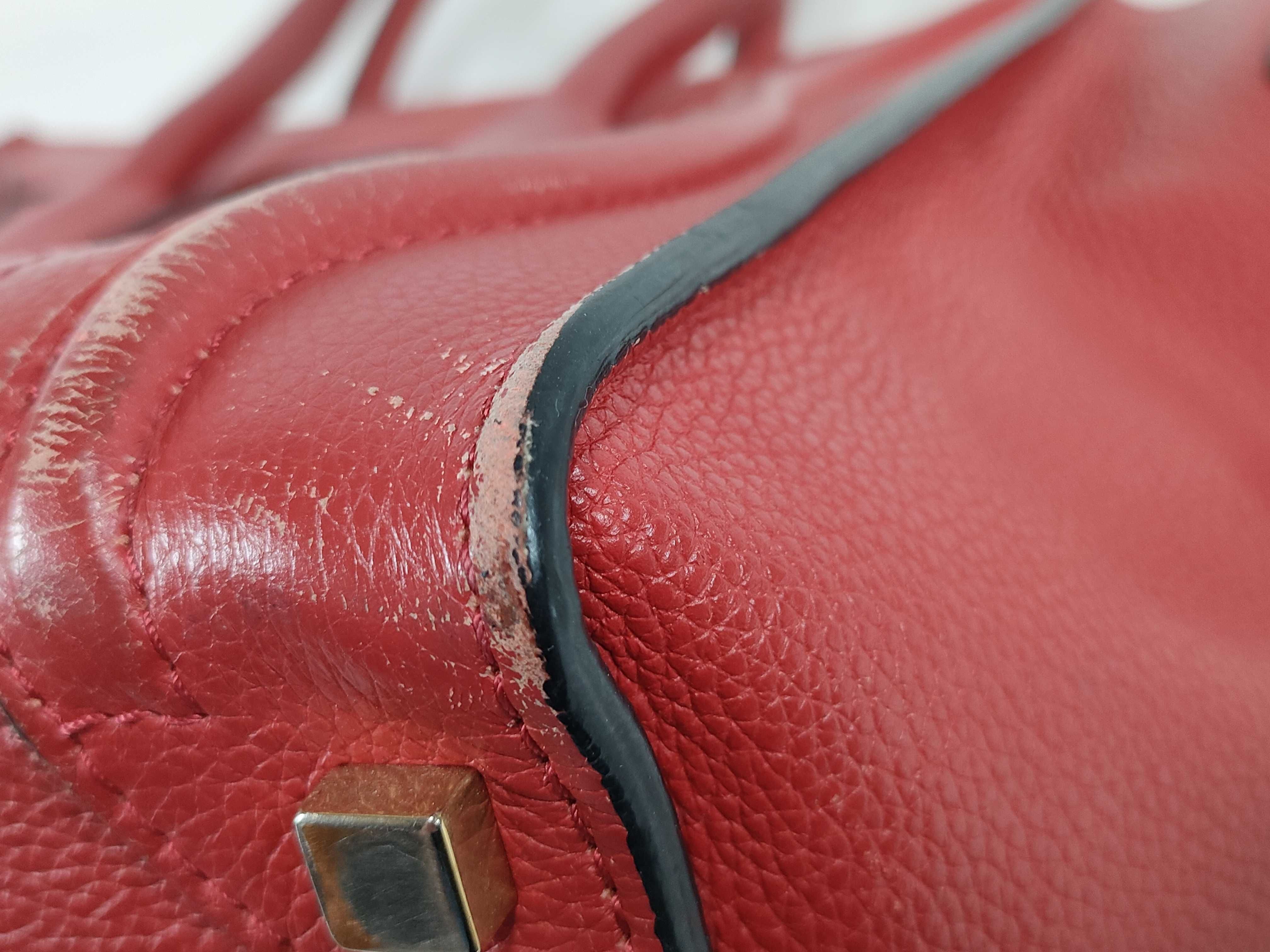 Micro Shopper Tote Bag, Leather, Red, Handbag — view 7