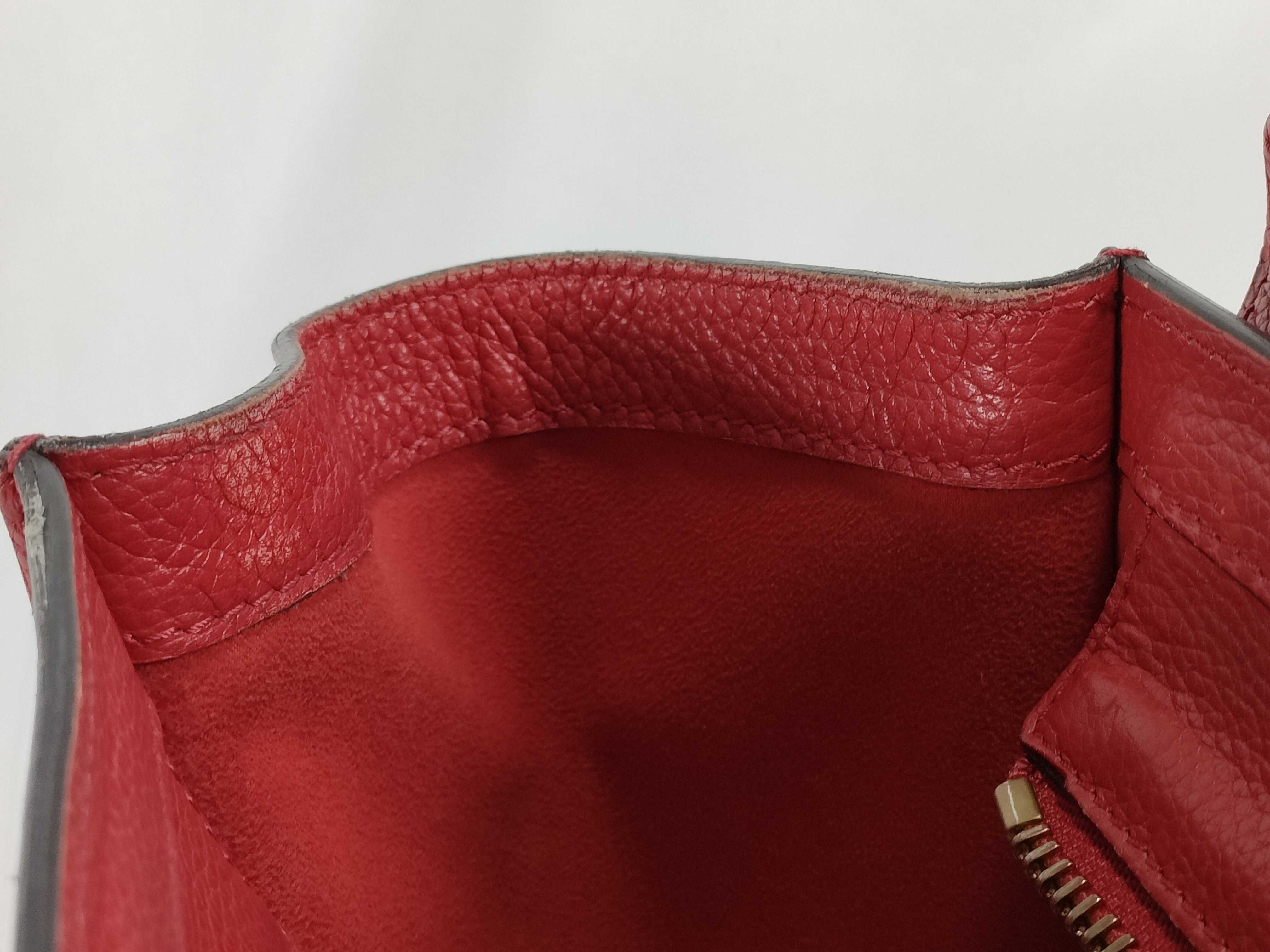 Micro Shopper Tote Bag, Leather, Red, Handbag — view 9