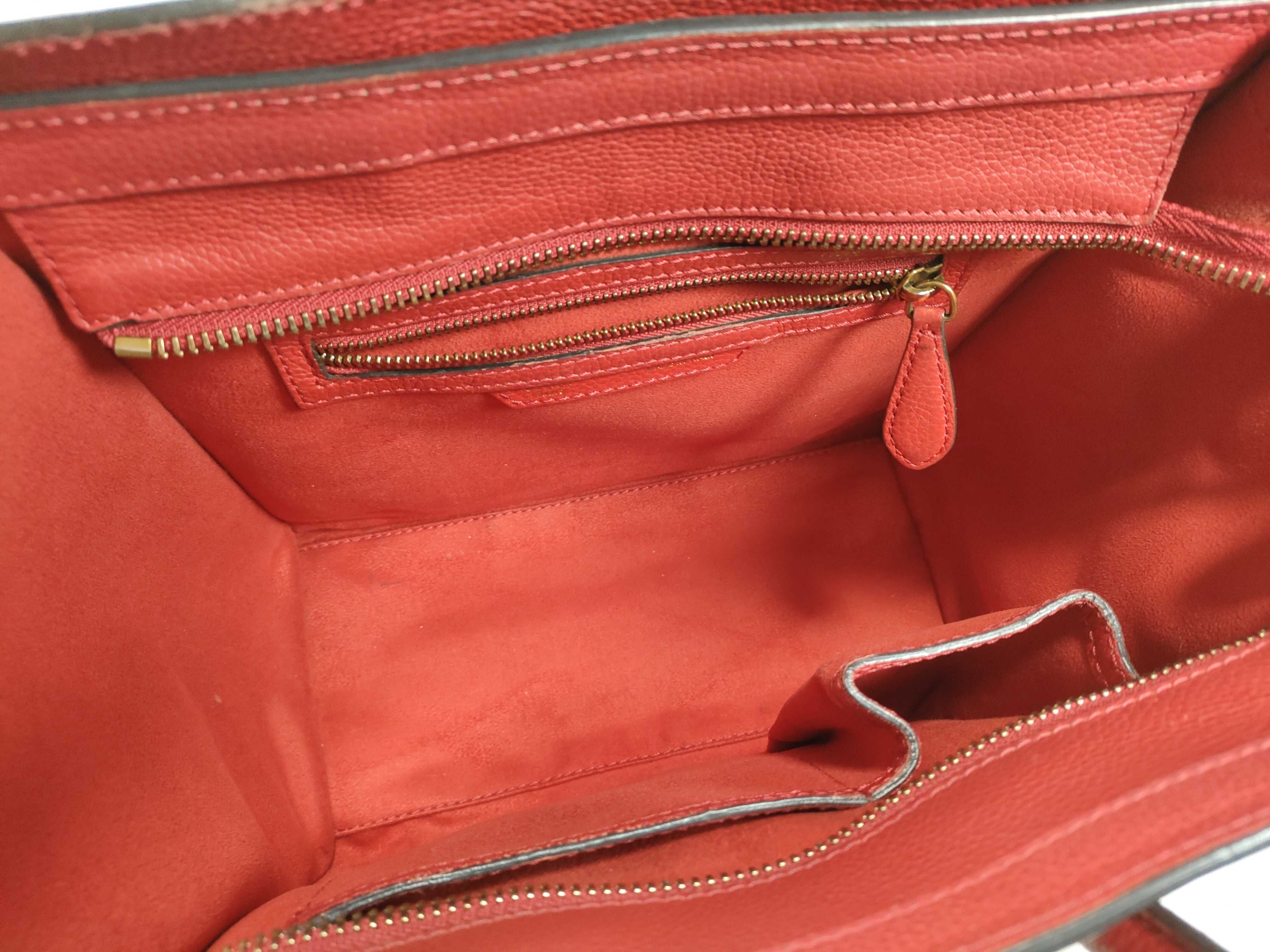 Micro Shopper Tote Bag, Leather, Red, Handbag — view 10