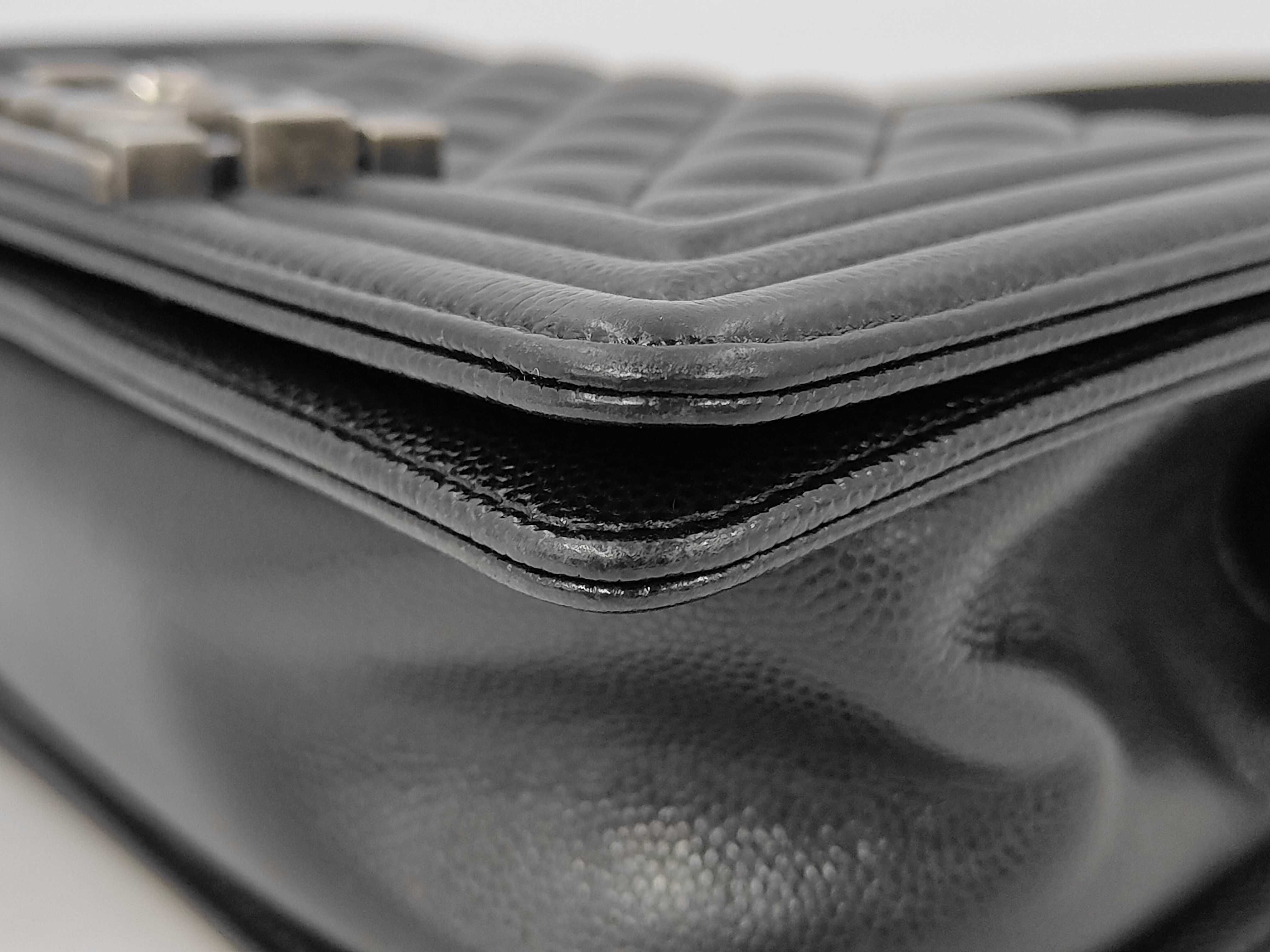 Boy Chanel Caviar Skin Chain Shoulder Bag with Antique Silver Hardware, Black Shoulder Bag — view 4