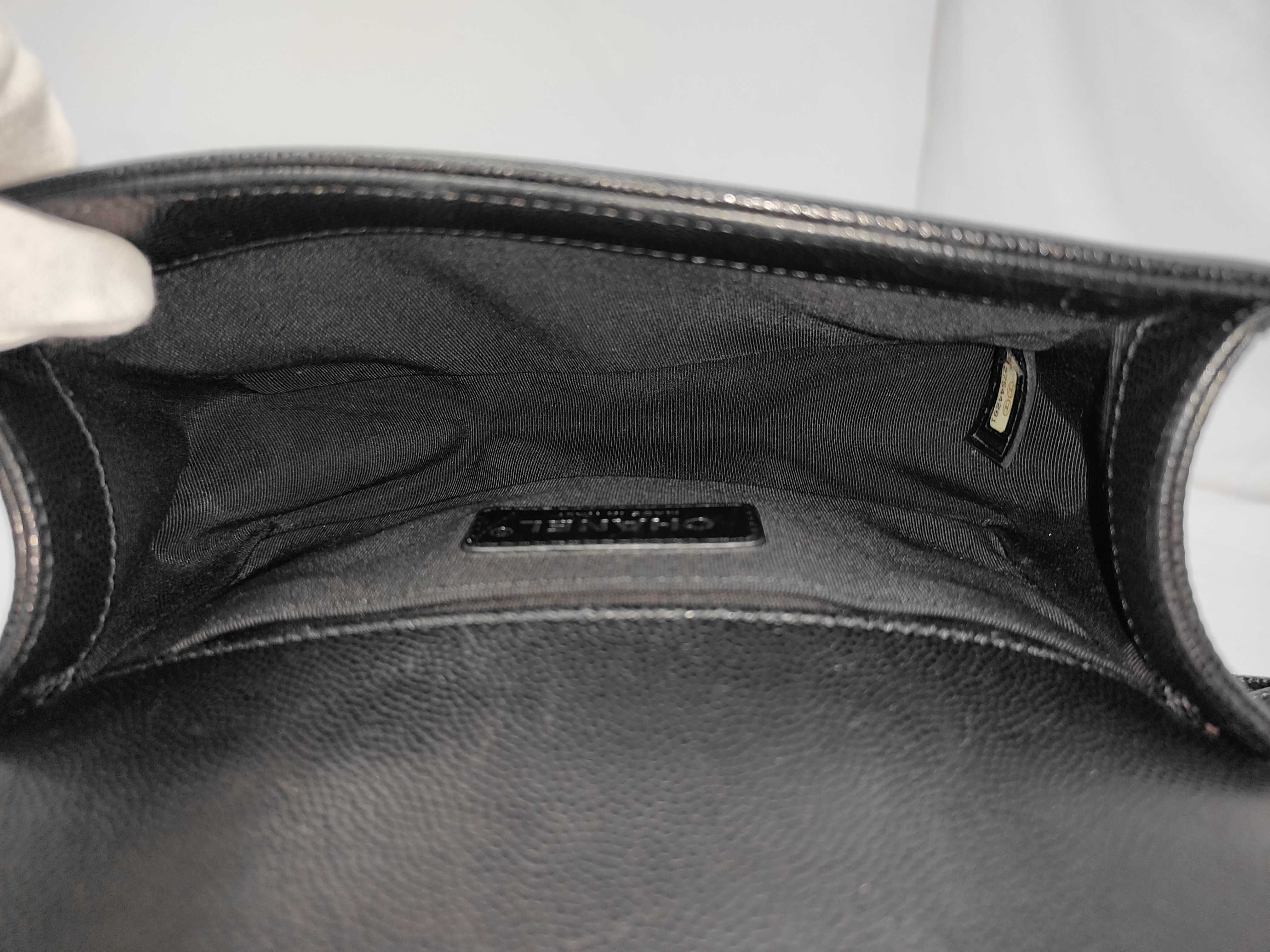 Boy Chanel Caviar Skin Chain Shoulder Bag with Antique Silver Hardware, Black Shoulder Bag — view 8