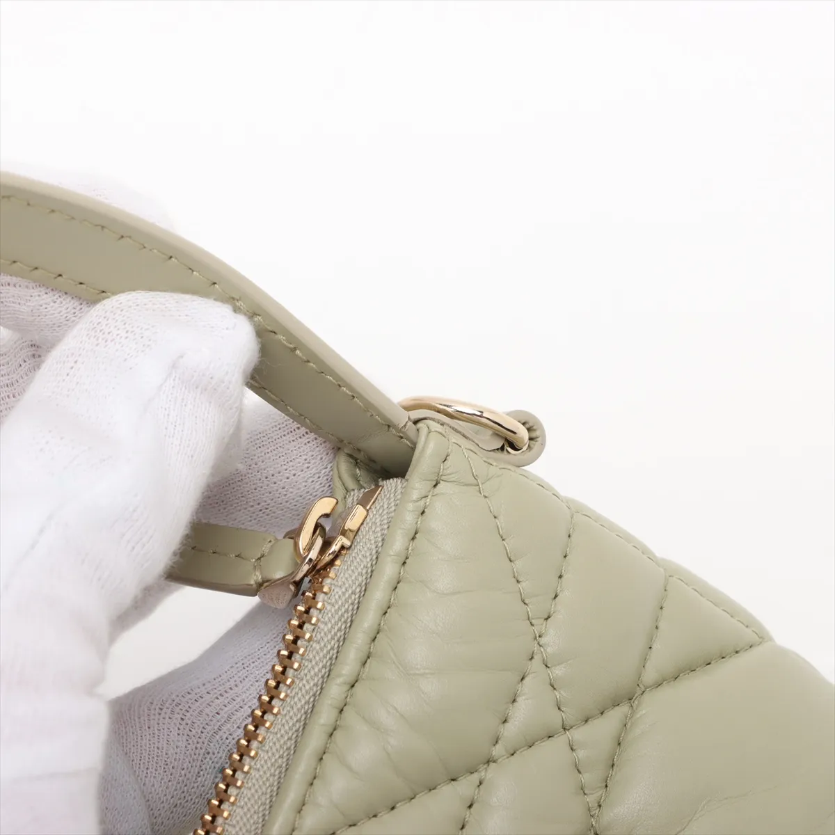 Cannage Nomad Pouch Leather Handbag Green — view 11