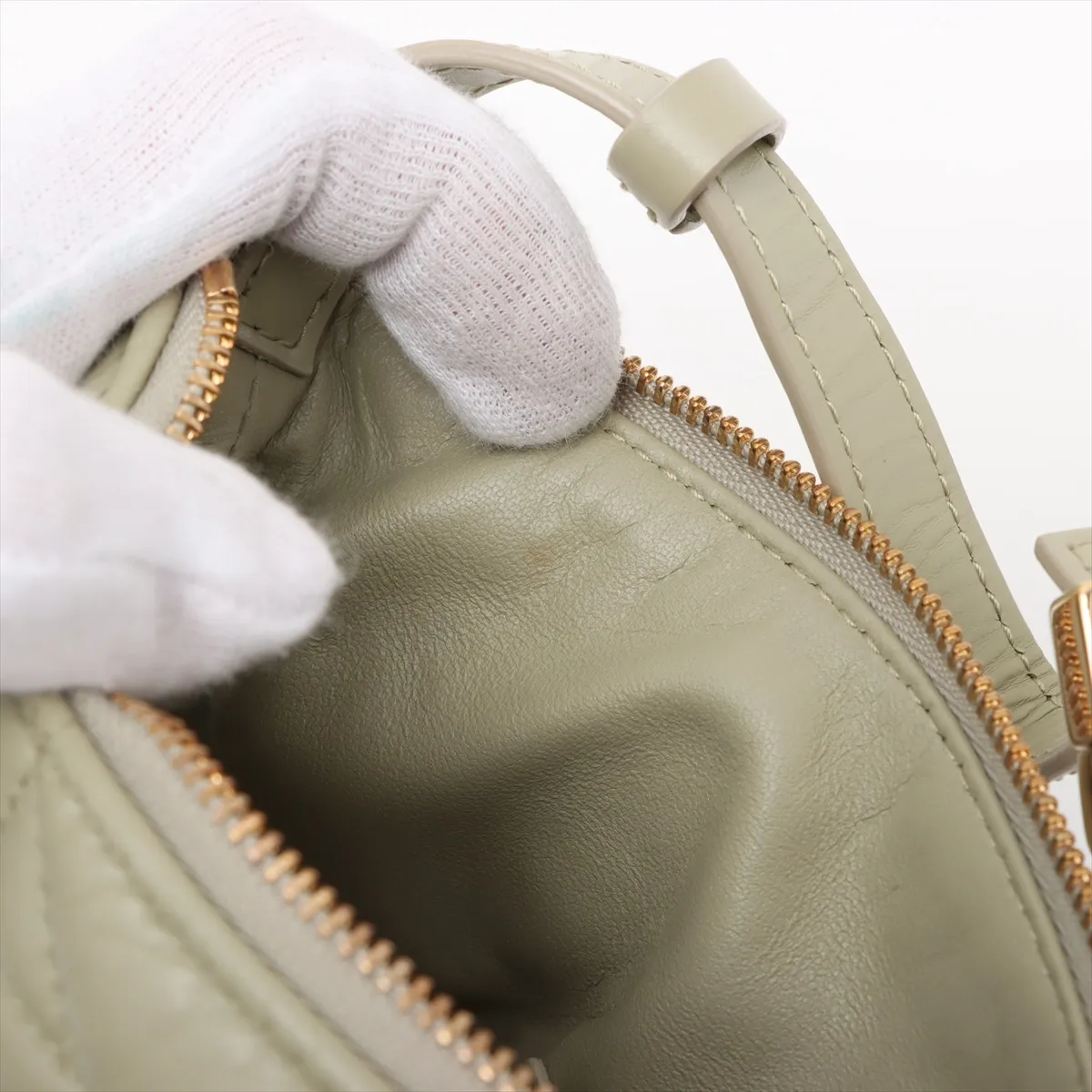 Cannage Nomad Pouch Leather Handbag Green — view 9