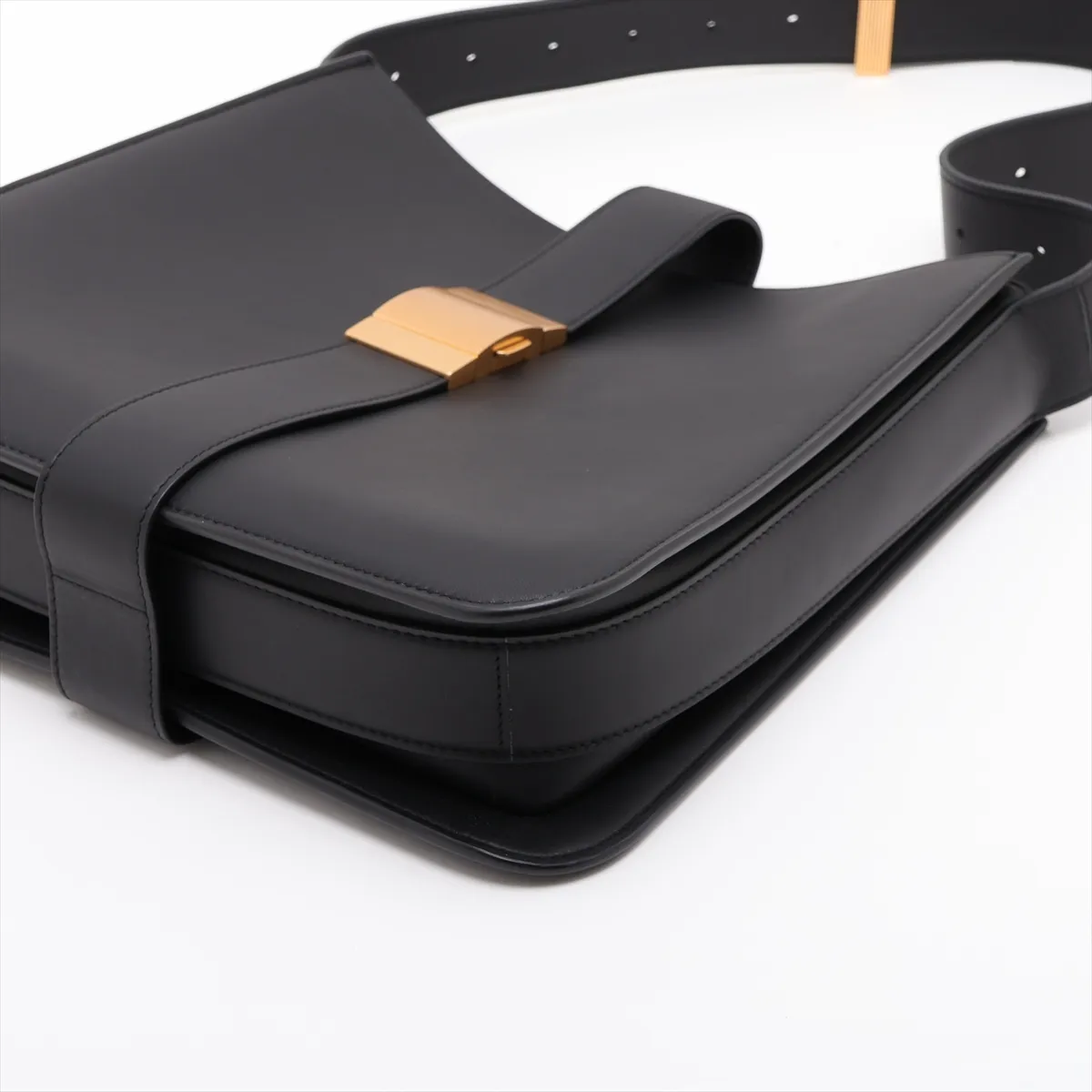 Marie Leather Shoulder Bag, Black — view 3