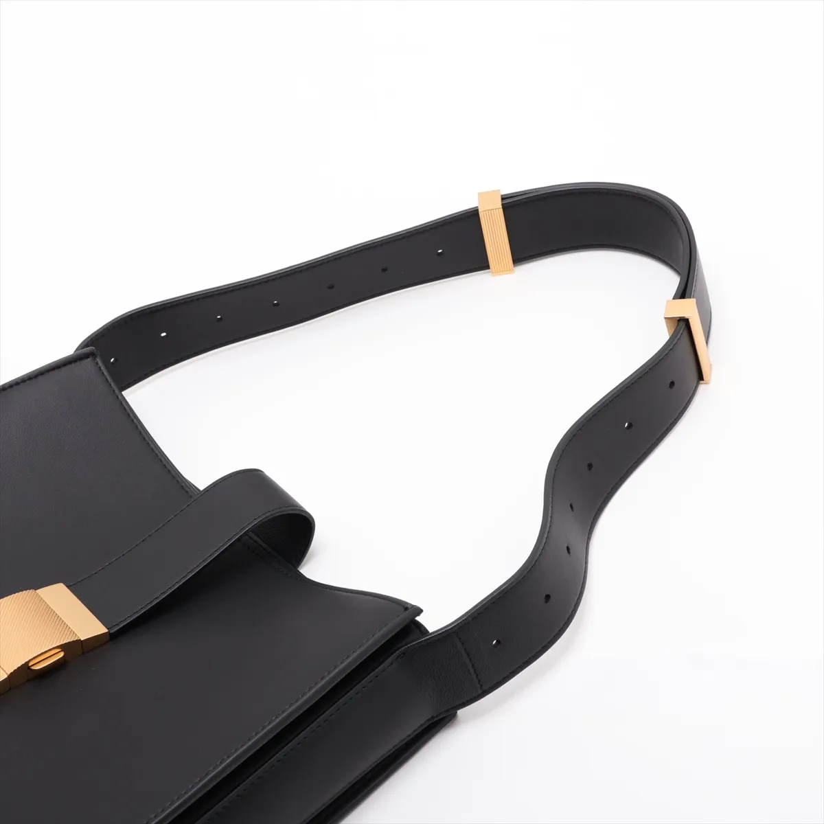 Marie Leather Shoulder Bag, Black — view 5