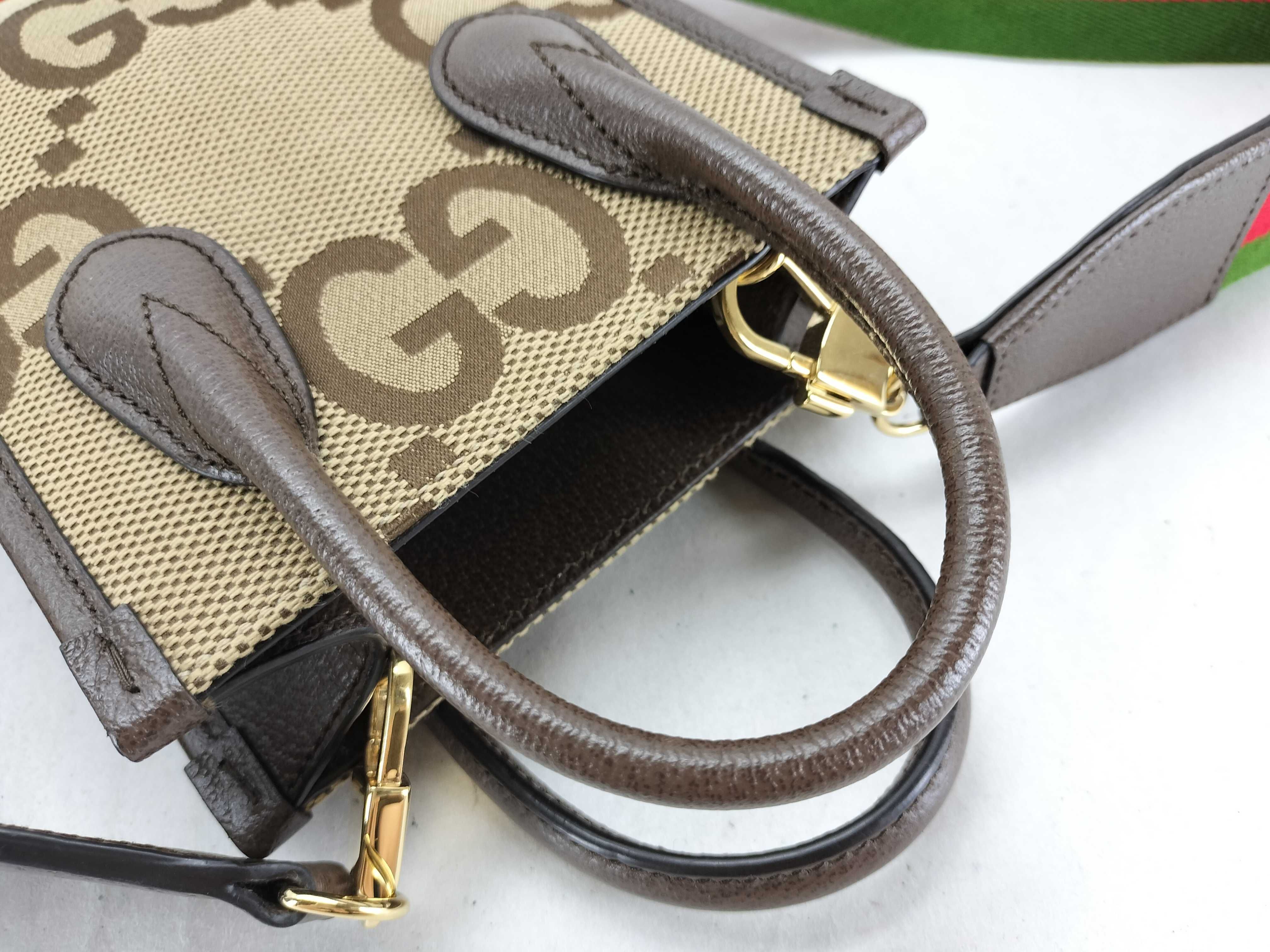 GG Canvas Jumbo GG Canvas x Leather 2-Way Handbag Beige x Brown 699406 Handbag — view 3