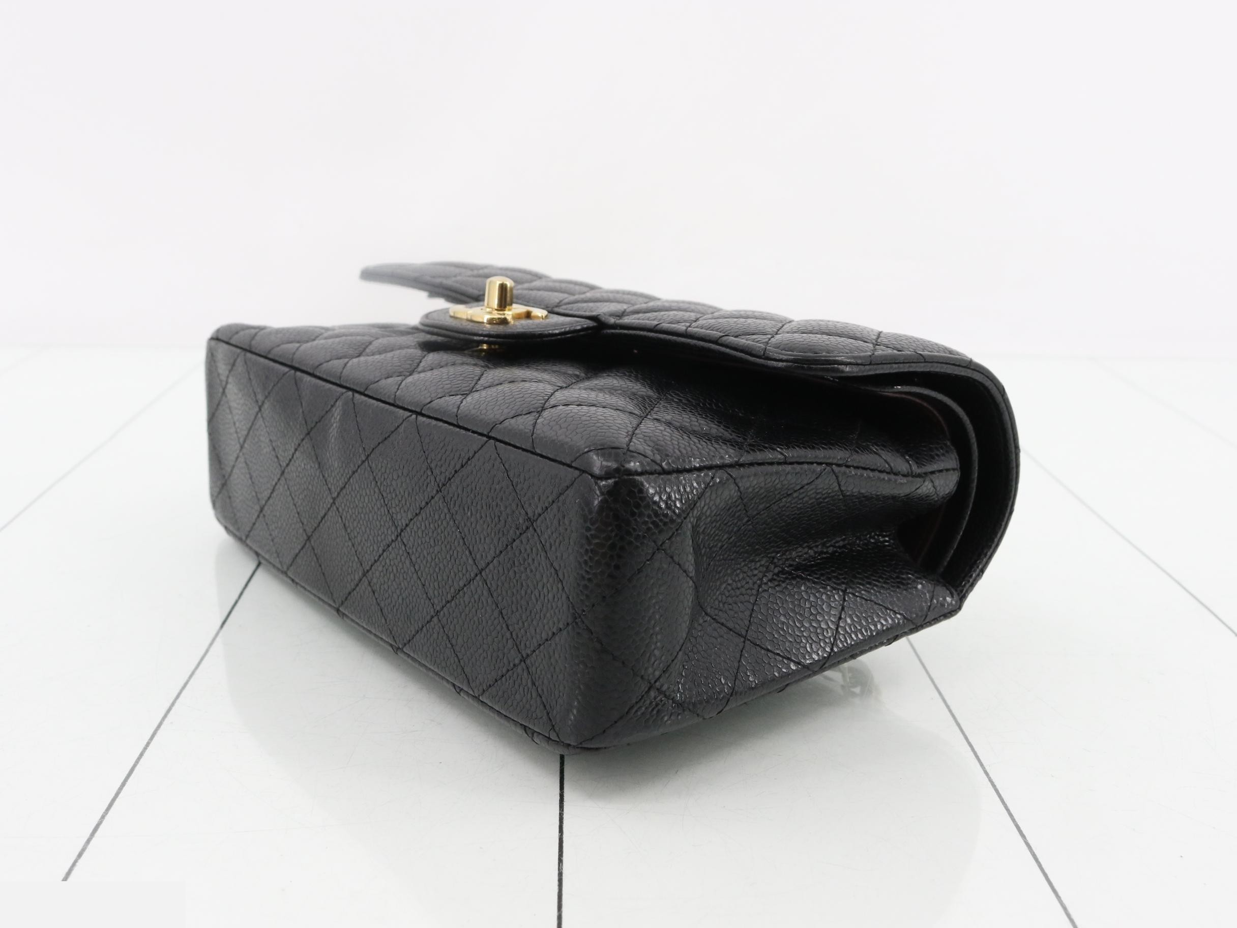 Matelassé 23 Caviar Skin Double Flap Double Chain Shoulder Bag — view 6