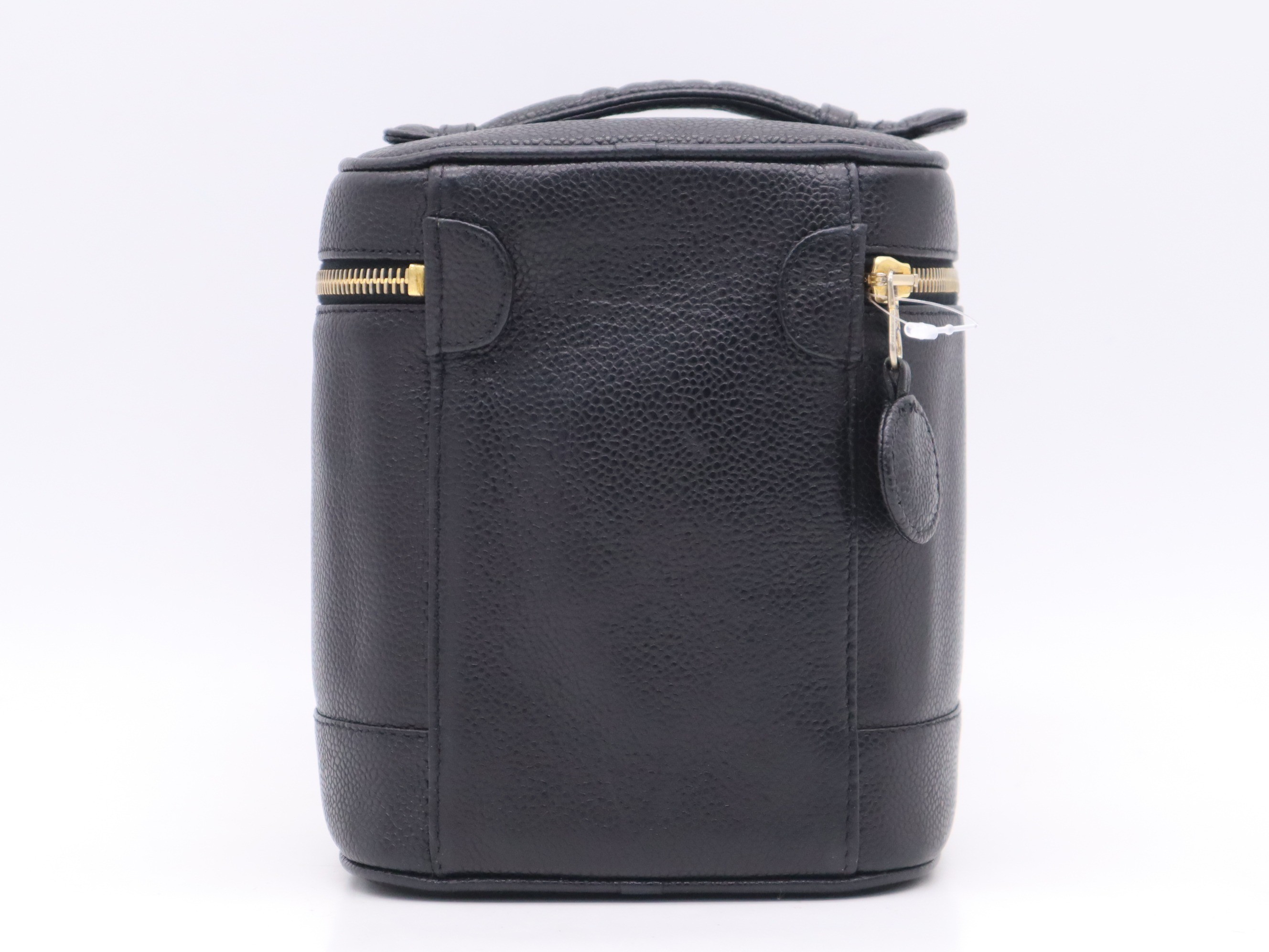 Caviar leather vanity bag with Coco Mark logo, black, gold hardware. — view 2