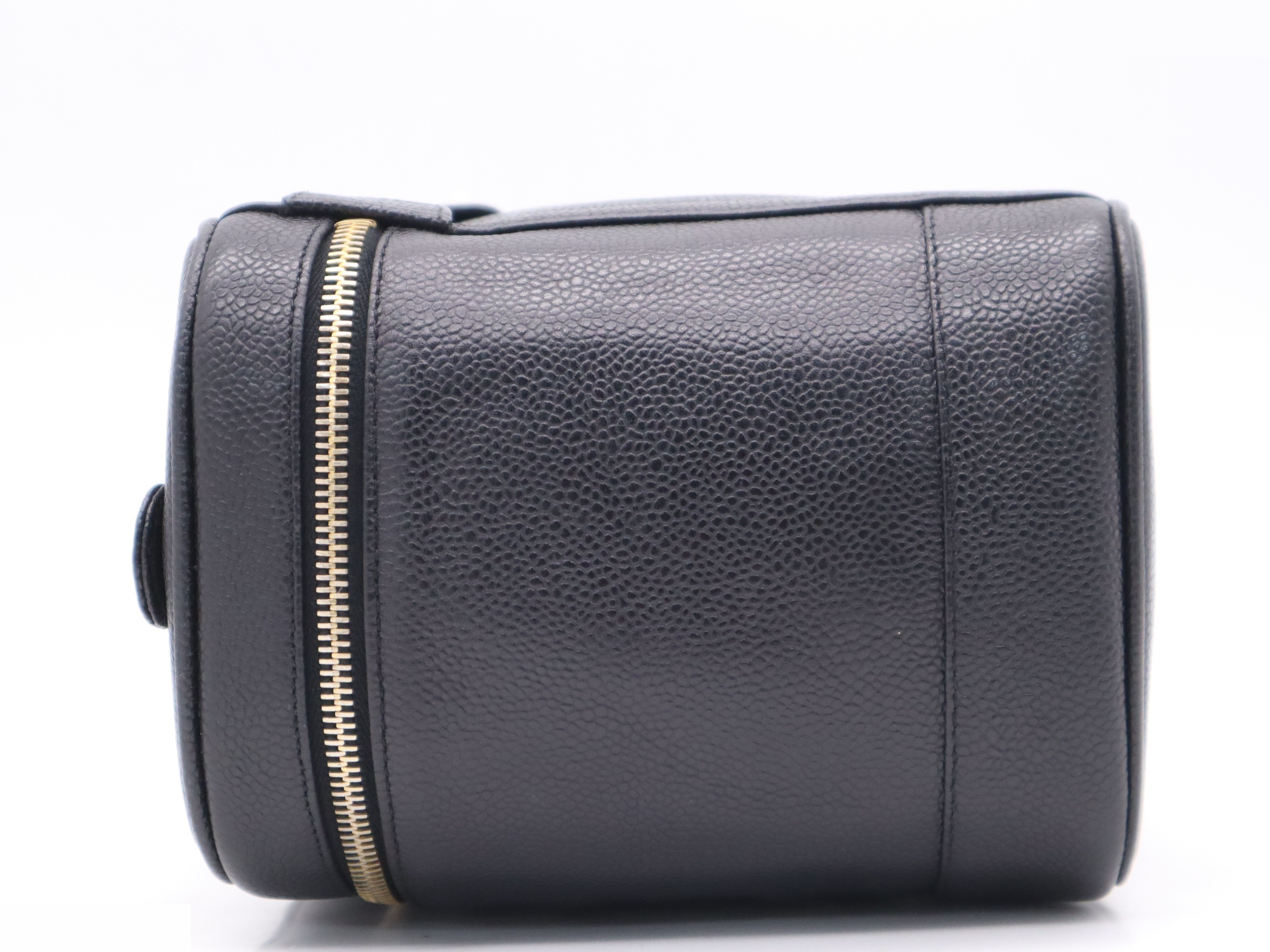 Caviar leather vanity bag with Coco Mark logo, black, gold hardware. — view 3