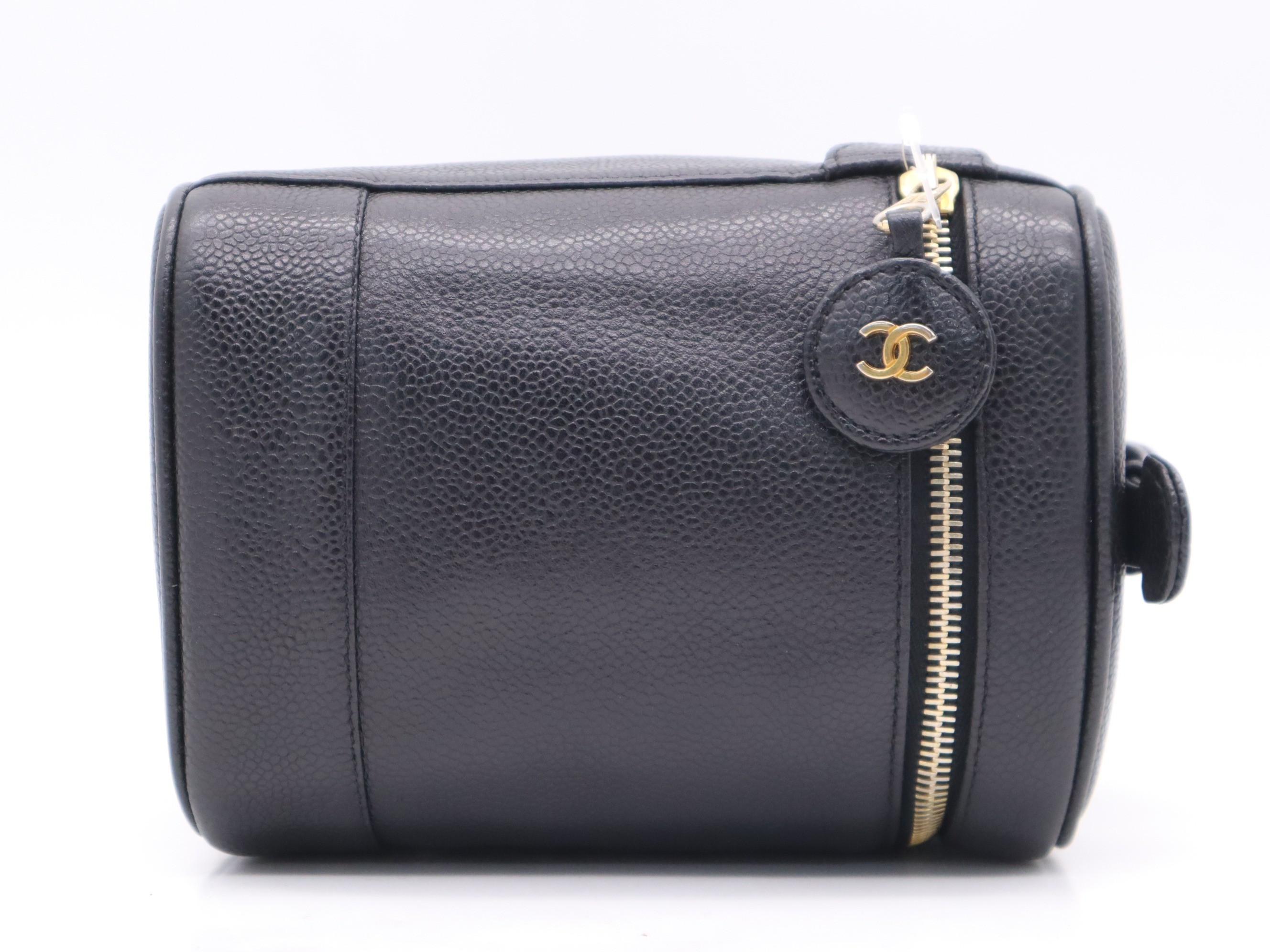 Caviar leather vanity bag with Coco Mark logo, black, gold hardware. — view 5
