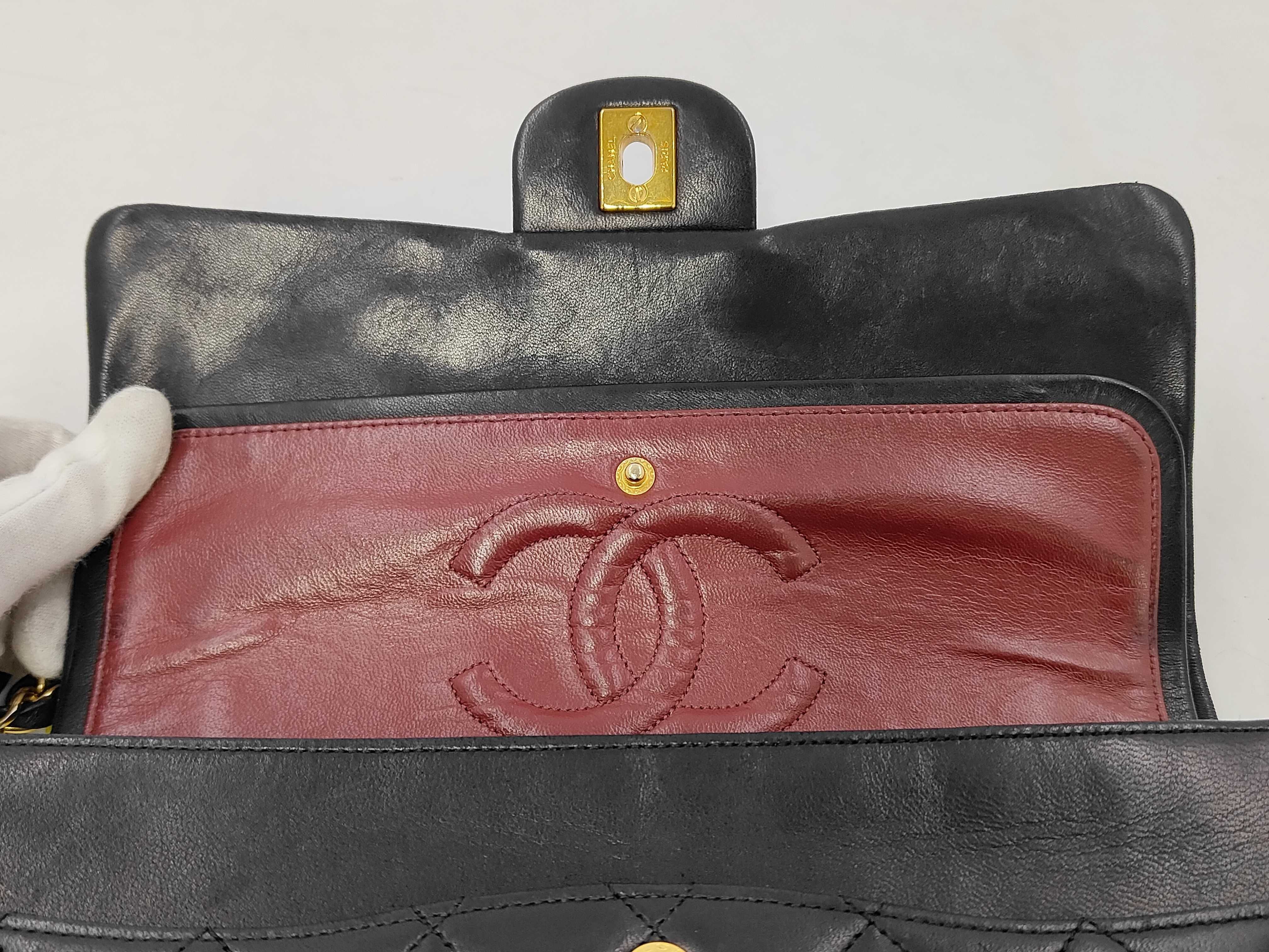 Lambskin Matelassé Double Flap Double Chain Shoulder Bag — view 11
