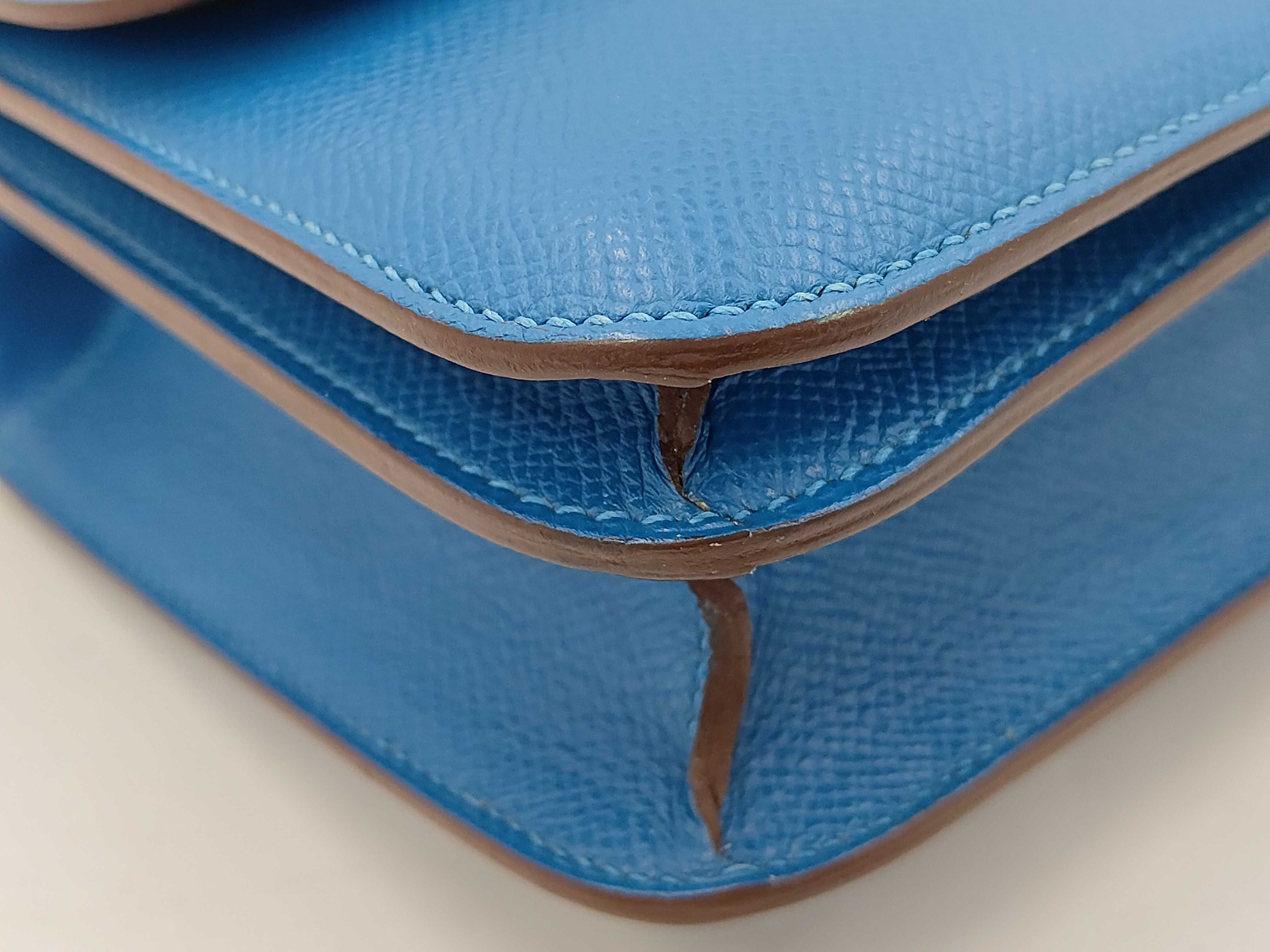 Constance Elan Shoulder Bag O stamp (2011 production) Leather Blue Shoulder Bag — view 4