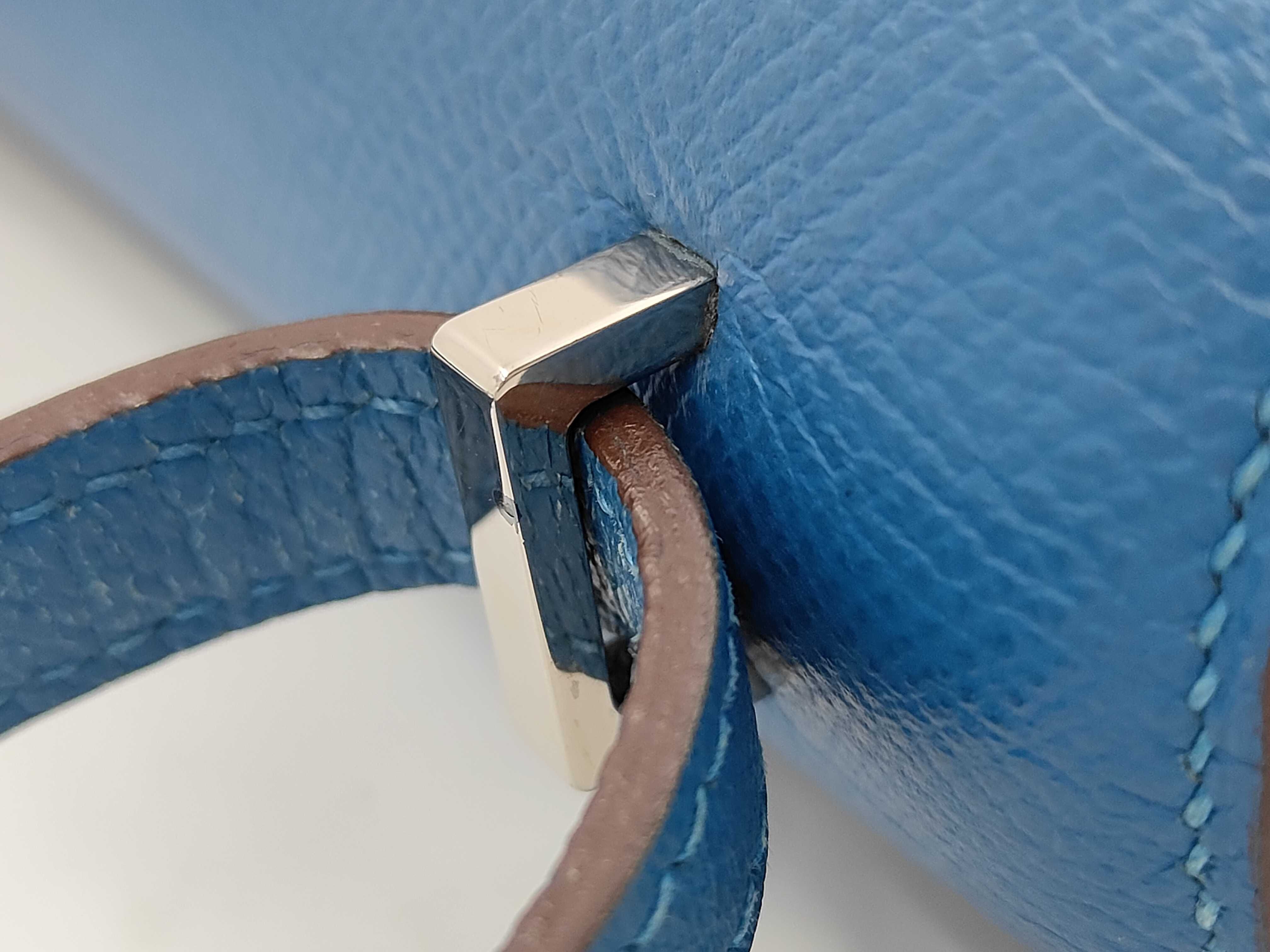 Constance Elan Shoulder Bag O stamp (2011 production) Leather Blue Shoulder Bag — view 9