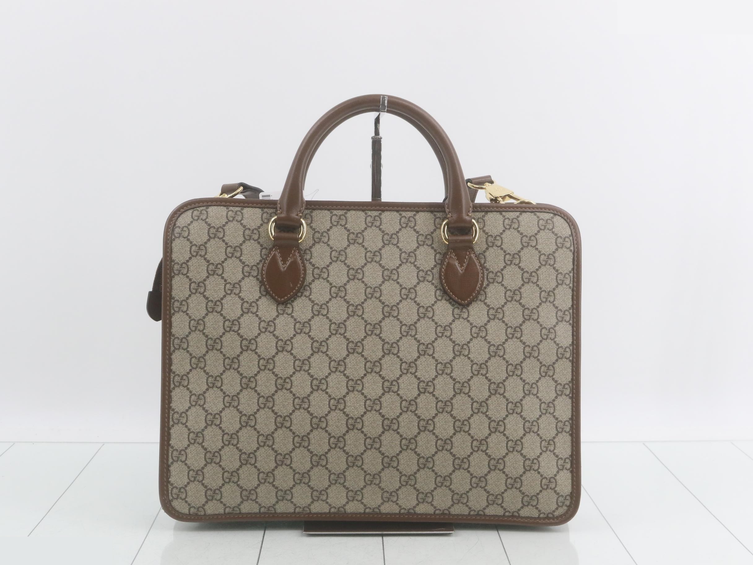 GG Supreme 2-Way Tote Bag, PVC/Leather, Brown — view 2