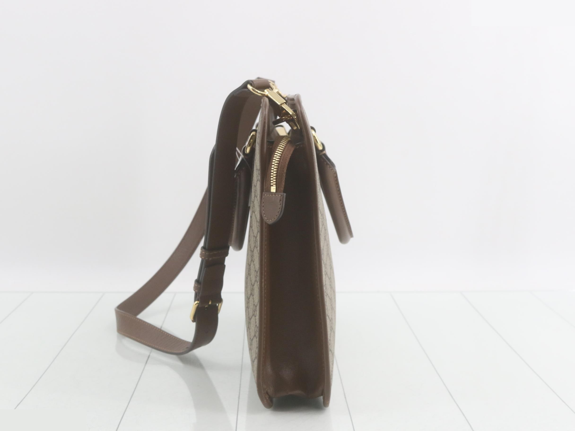 GG Supreme 2-Way Tote Bag, PVC/Leather, Brown — view 3