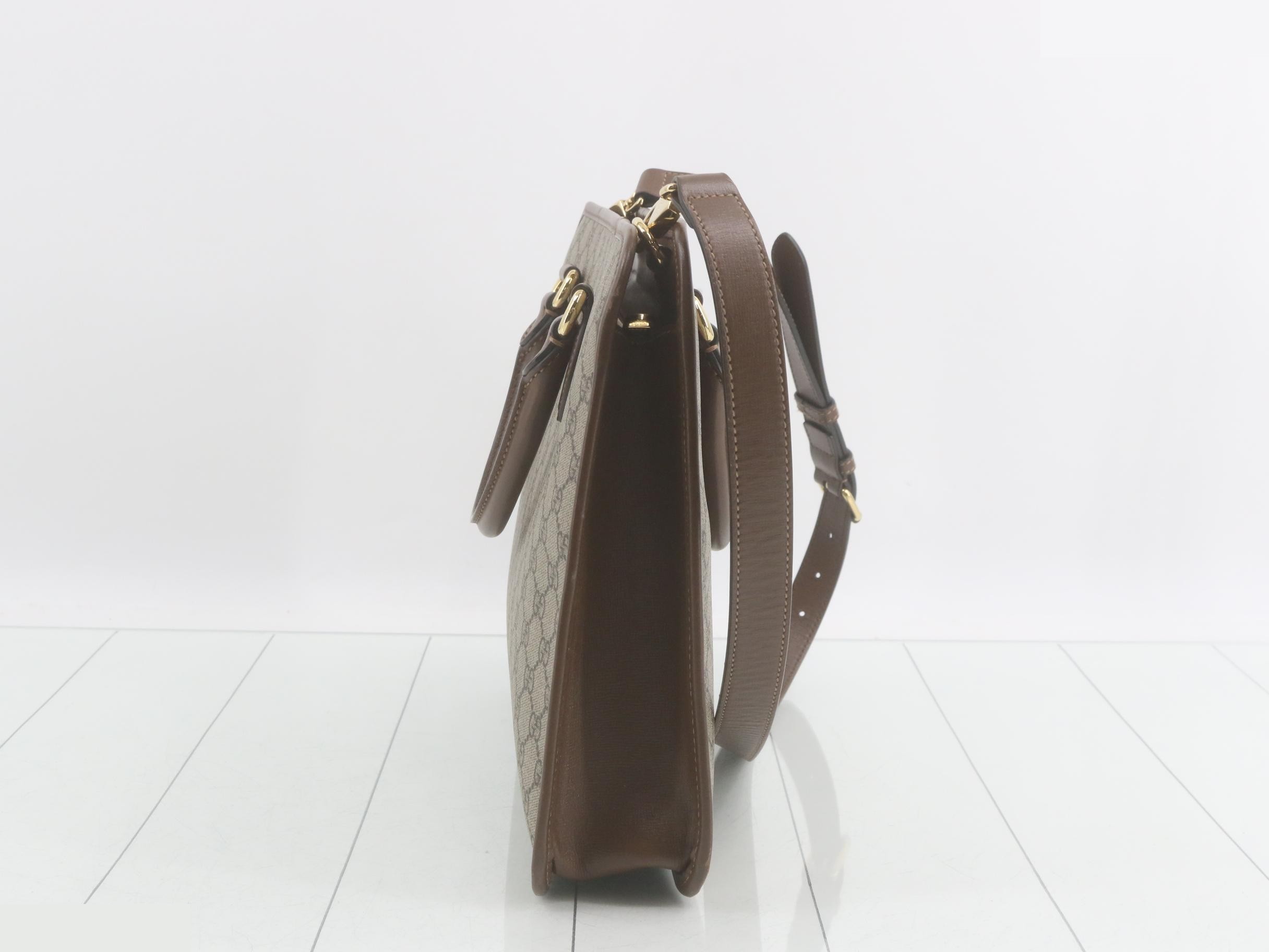 GG Supreme 2-Way Tote Bag, PVC/Leather, Brown — view 4