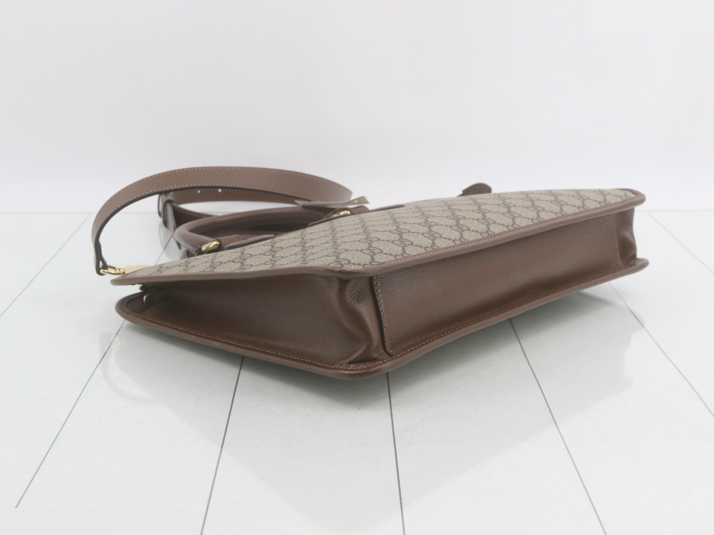 GG Supreme 2-Way Tote Bag, PVC/Leather, Brown — view 5