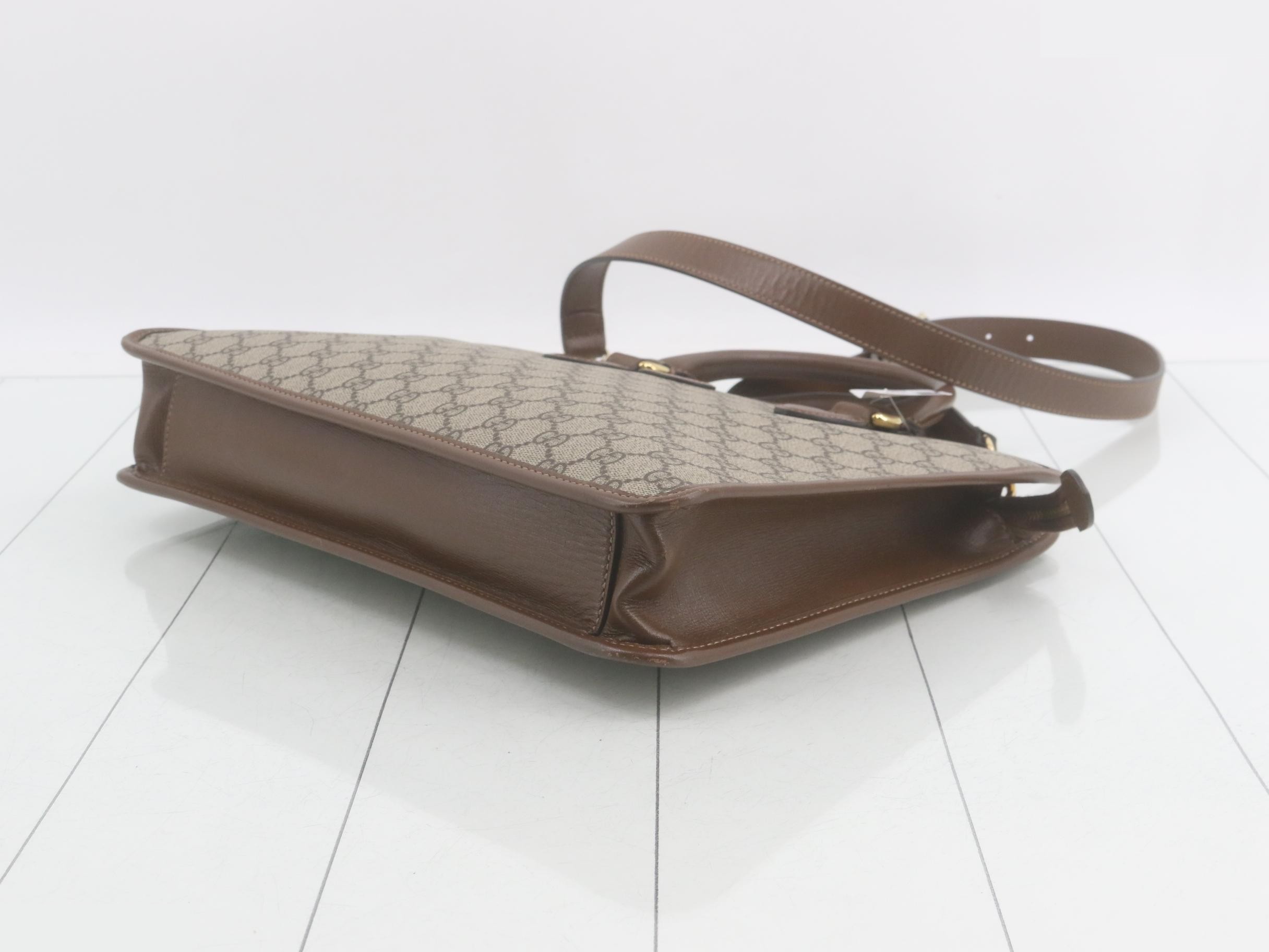 GG Supreme 2-Way Tote Bag, PVC/Leather, Brown — view 6