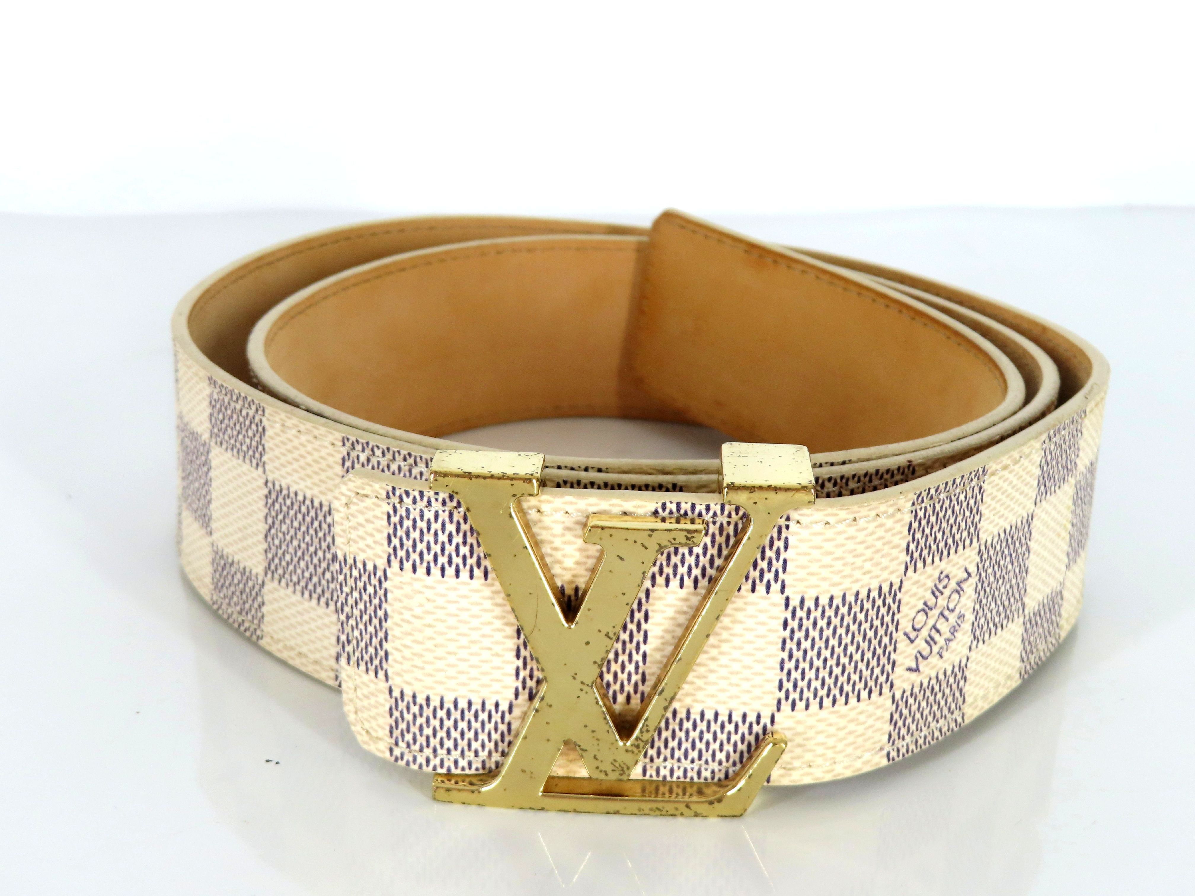 Damier Azur Belt, Beige, Size 95/38