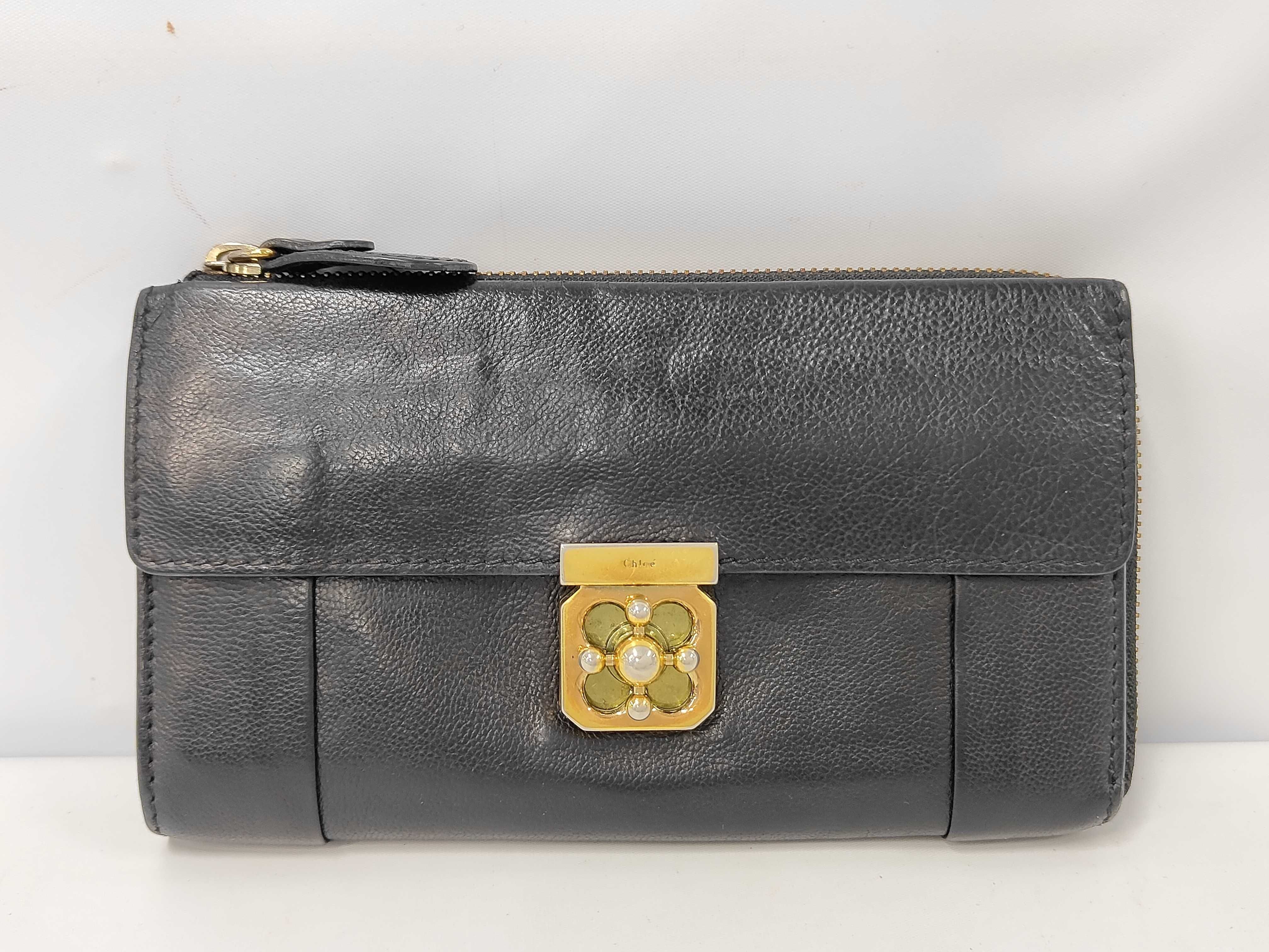 Turnlock Leather Long Wallet