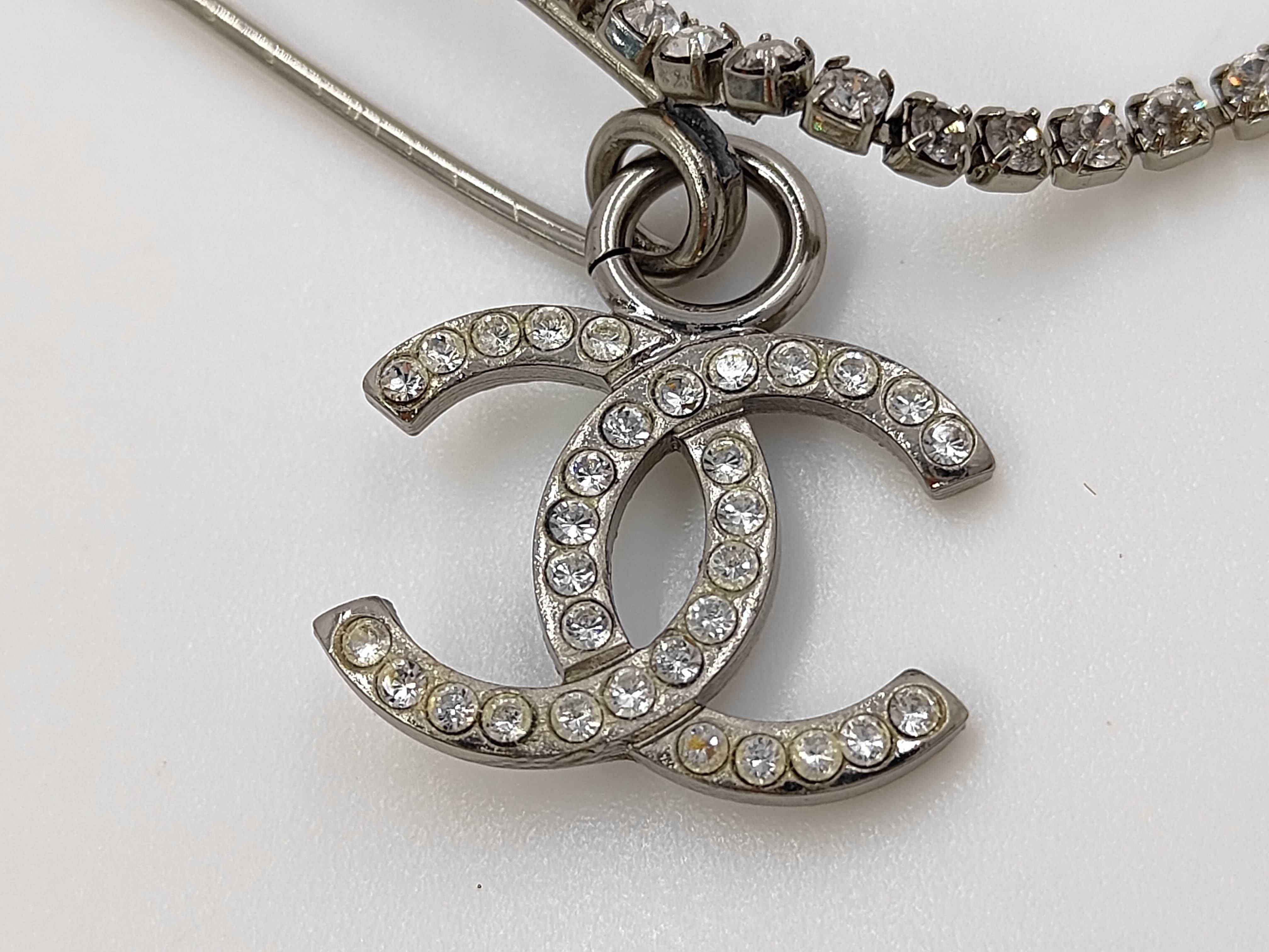 Brooch, Safety Pin, Double Coco Mark, Rhinestone, 01P Brooch — view 3
