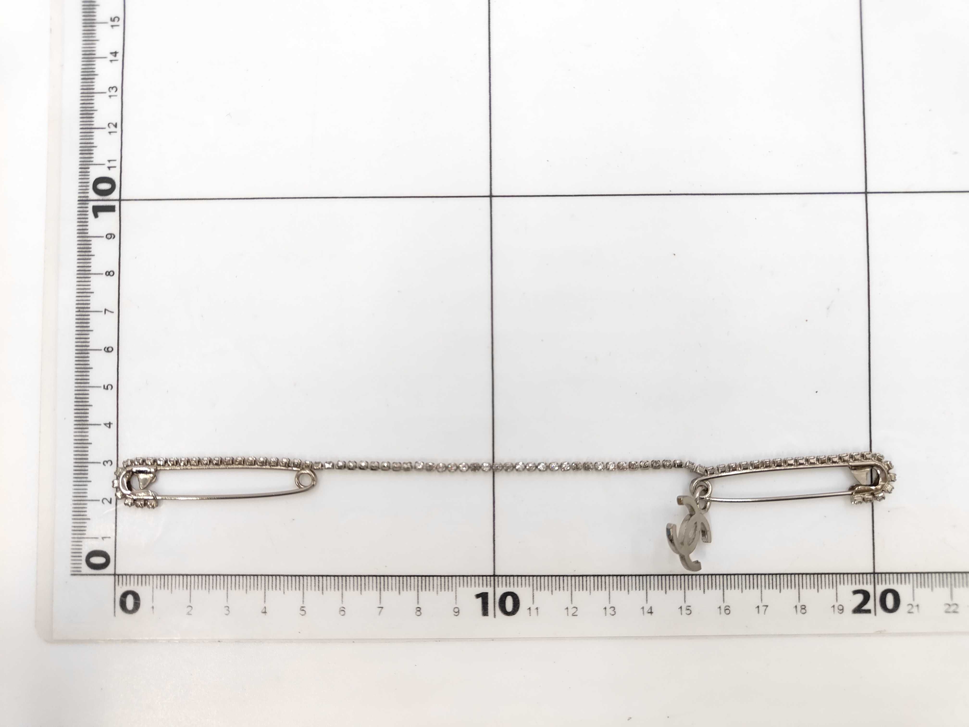 Brooch, Safety Pin, Double Coco Mark, Rhinestone, 01P Brooch — view 4