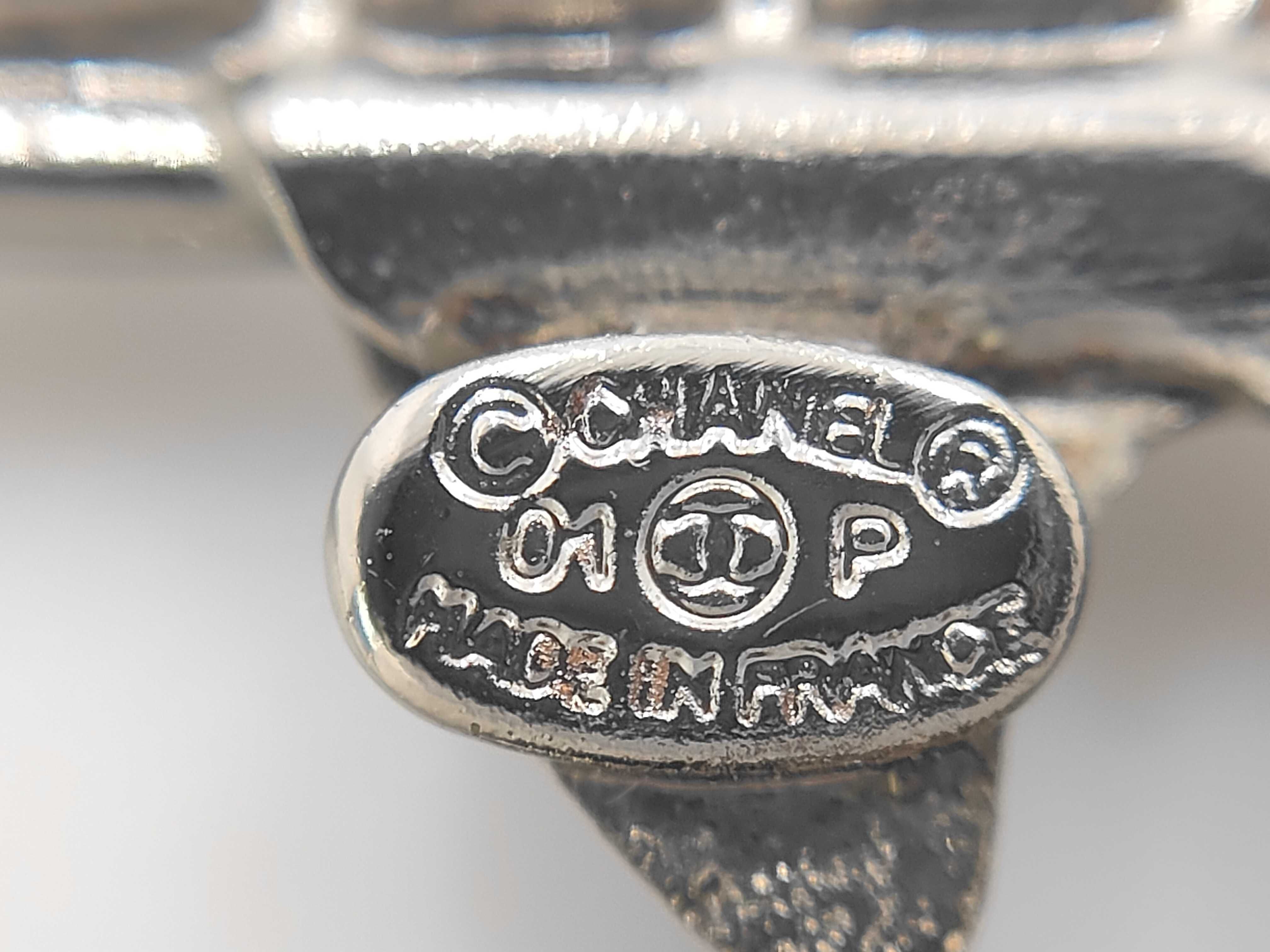 Brooch, Safety Pin, Double Coco Mark, Rhinestone, 01P Brooch — view 6