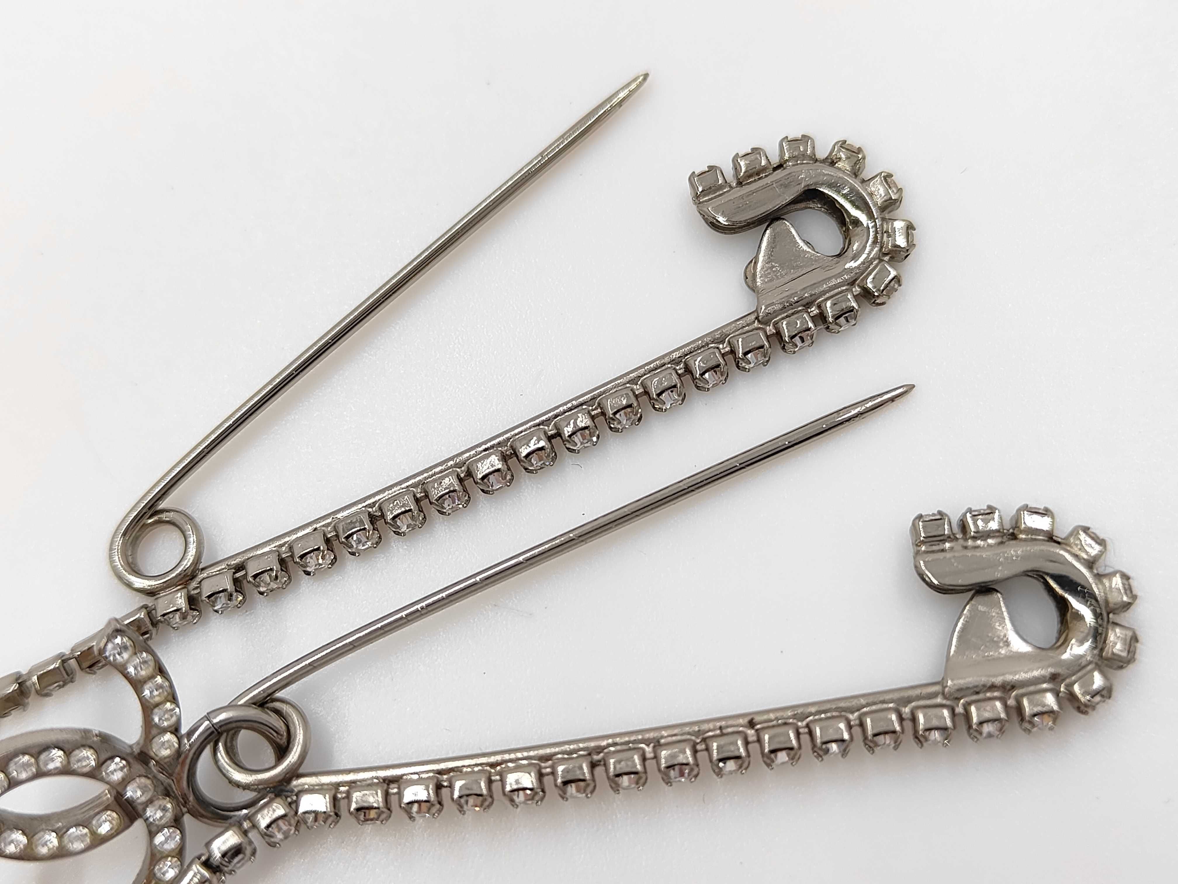 Brooch, Safety Pin, Double Coco Mark, Rhinestone, 01P Brooch — view 7