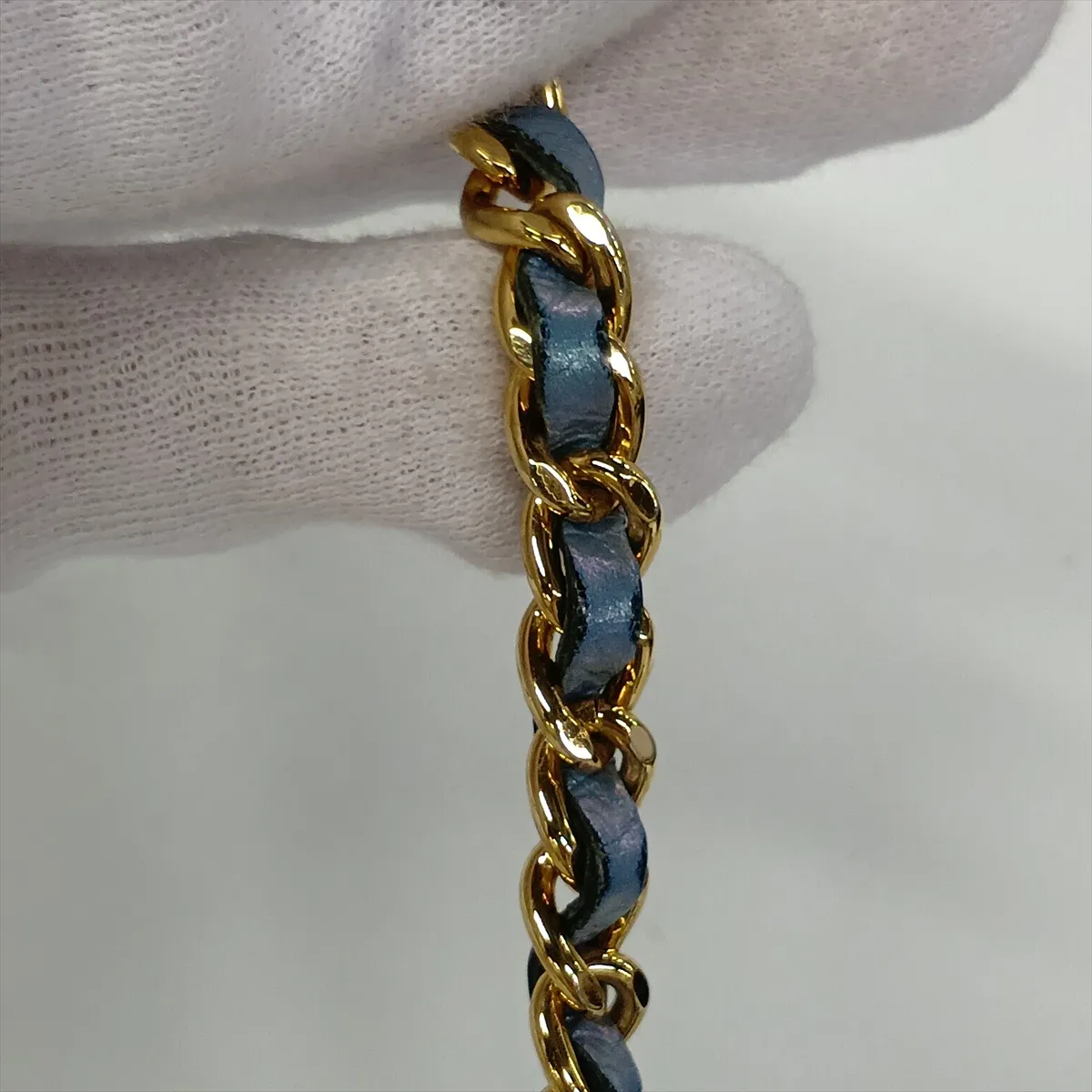 Gabrielle de Chanel Vintage Calfskin Chain Shoulder Bag, Blue with Gold and Silver Hardware, Item Number 27614888 (Serial Number in the 27s range) — view 13