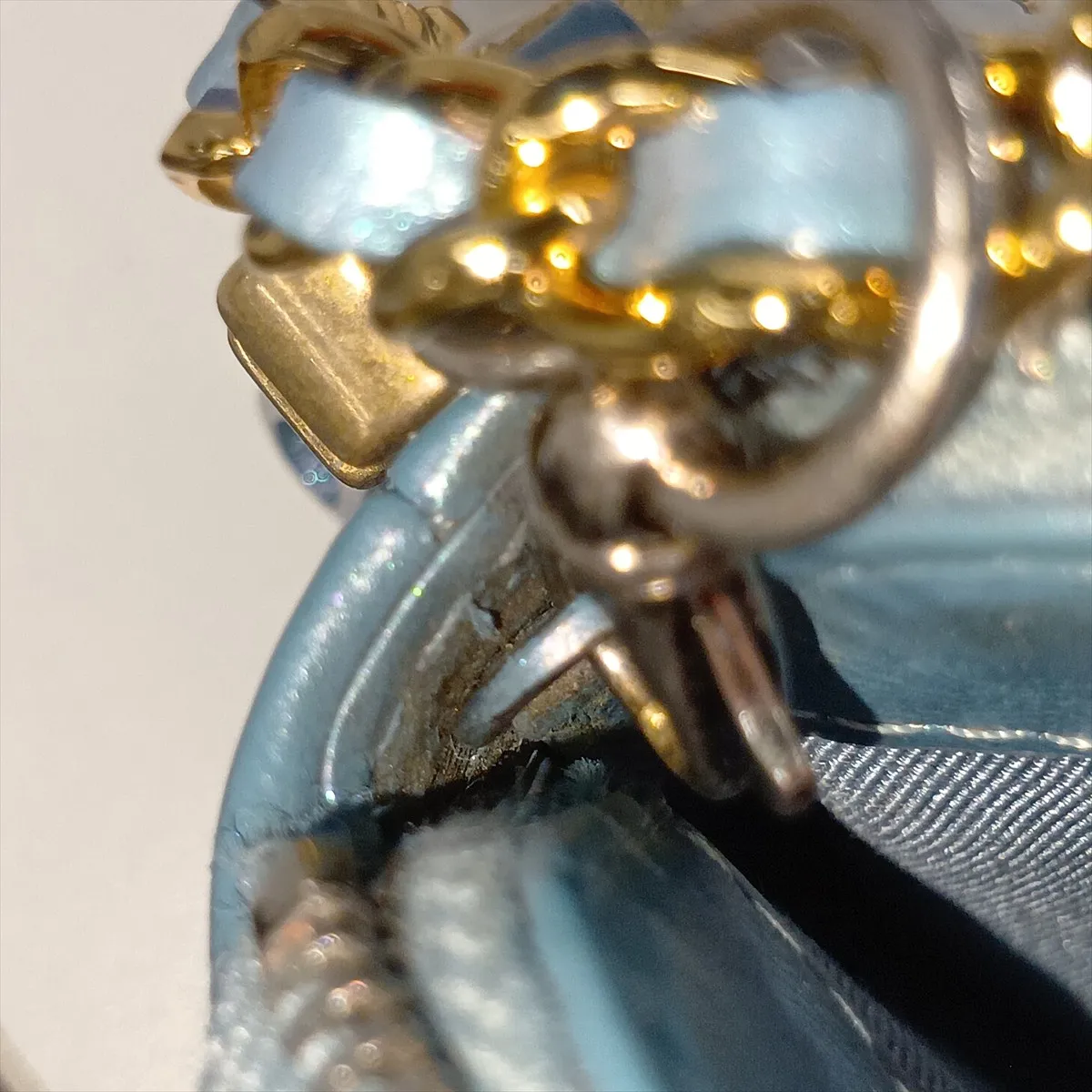 Gabrielle de Chanel Vintage Calfskin Chain Shoulder Bag, Blue with Gold and Silver Hardware, Item Number 27614888 (Serial Number in the 27s range) — view 15