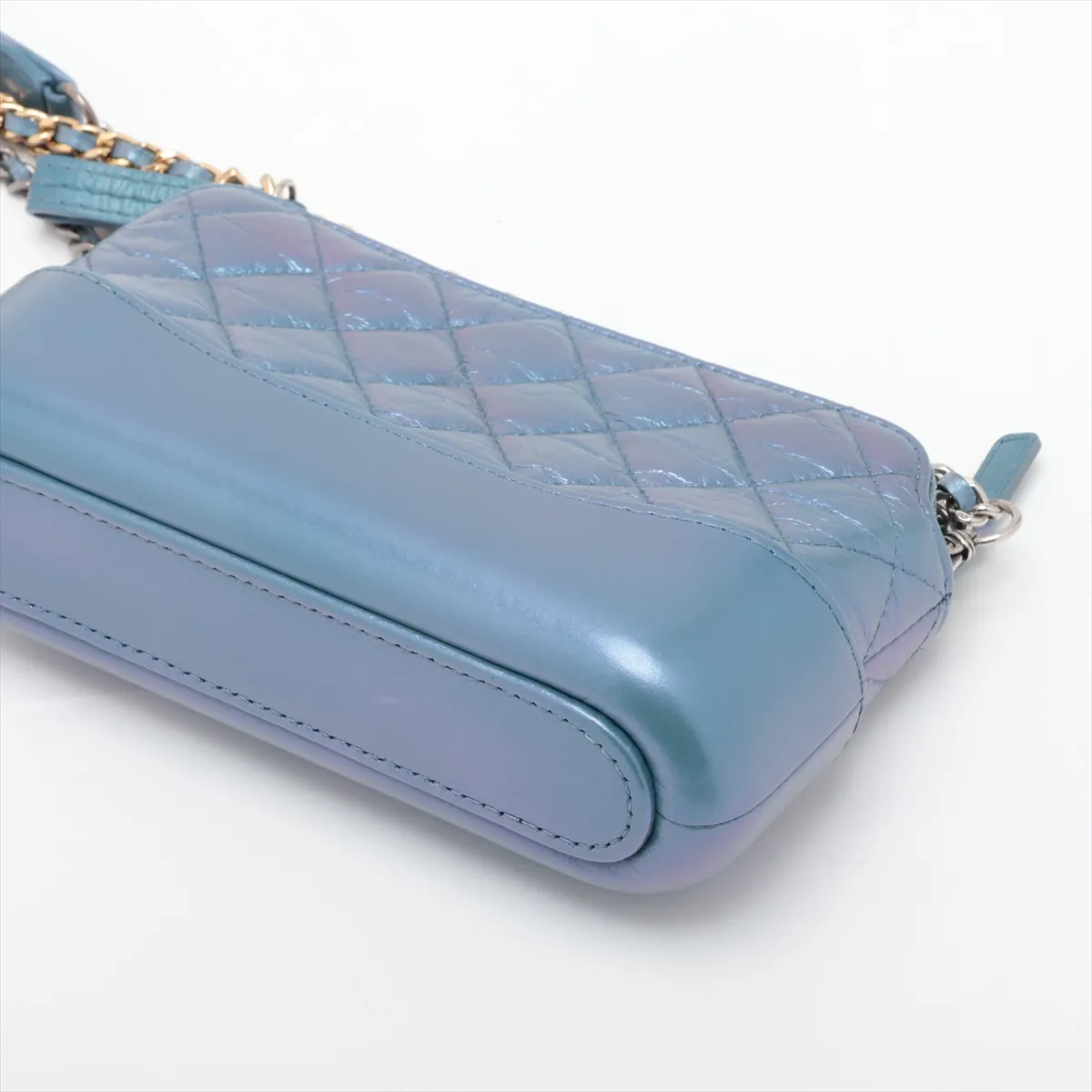 Gabrielle de Chanel Vintage Calfskin Chain Shoulder Bag, Blue with Gold and Silver Hardware, Item Number 27614888 (Serial Number in the 27s range) — view 3