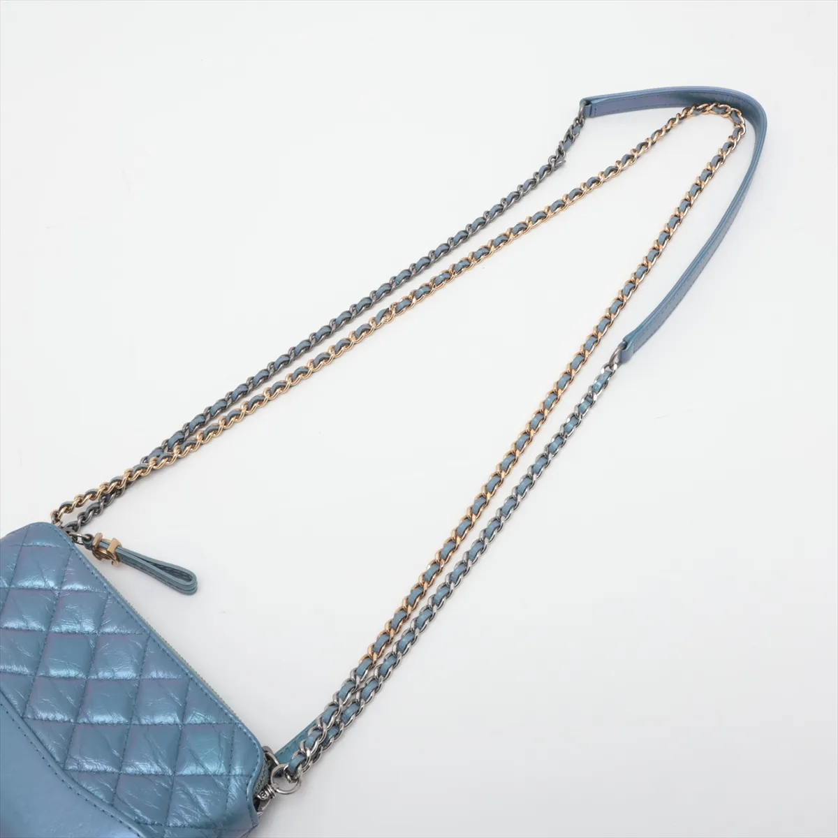 Gabrielle de Chanel Vintage Calfskin Chain Shoulder Bag, Blue with Gold and Silver Hardware, Item Number 27614888 (Serial Number in the 27s range) — view 5