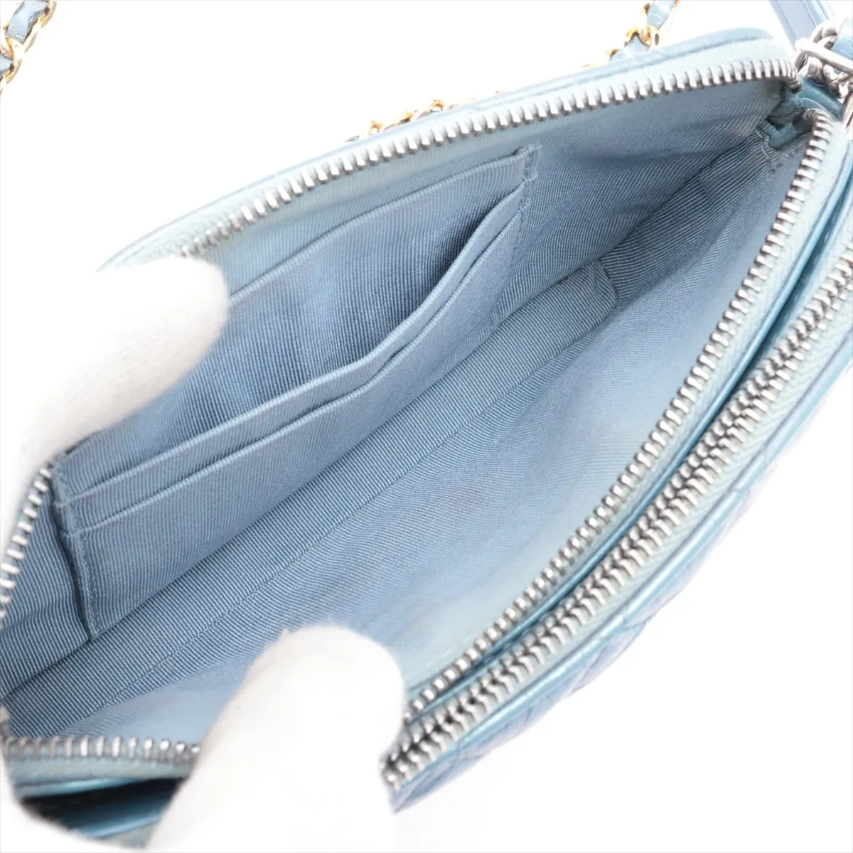Gabrielle de Chanel Vintage Calfskin Chain Shoulder Bag, Blue with Gold and Silver Hardware, Item Number 27614888 (Serial Number in the 27s range) — view 6