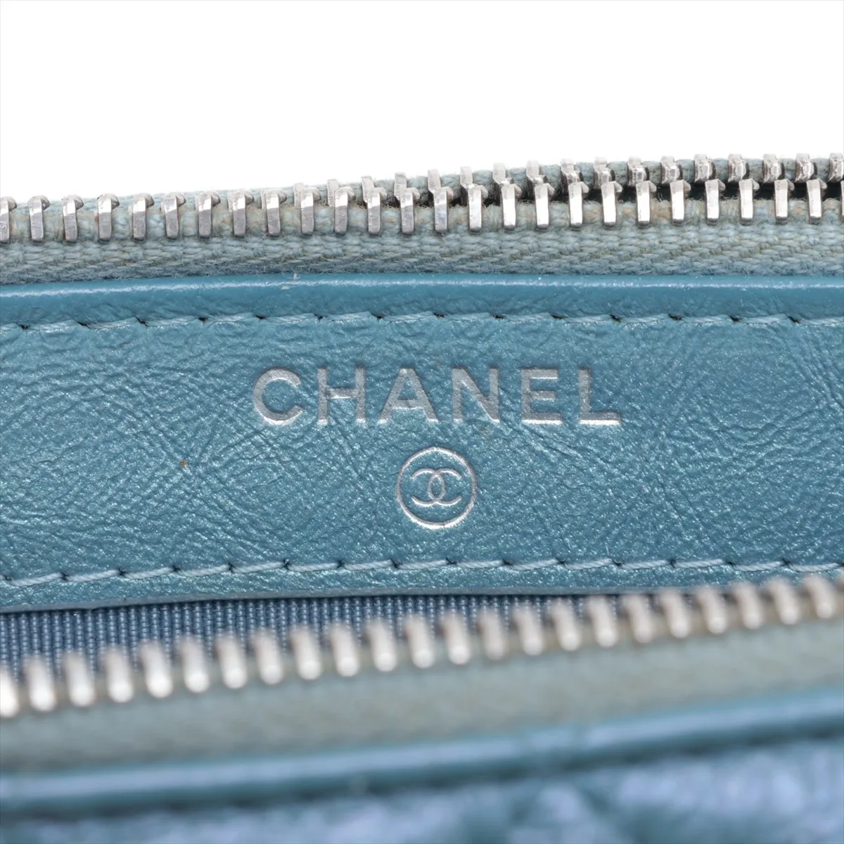 Gabrielle de Chanel Vintage Calfskin Chain Shoulder Bag, Blue with Gold and Silver Hardware, Item Number 27614888 (Serial Number in the 27s range) — view 9