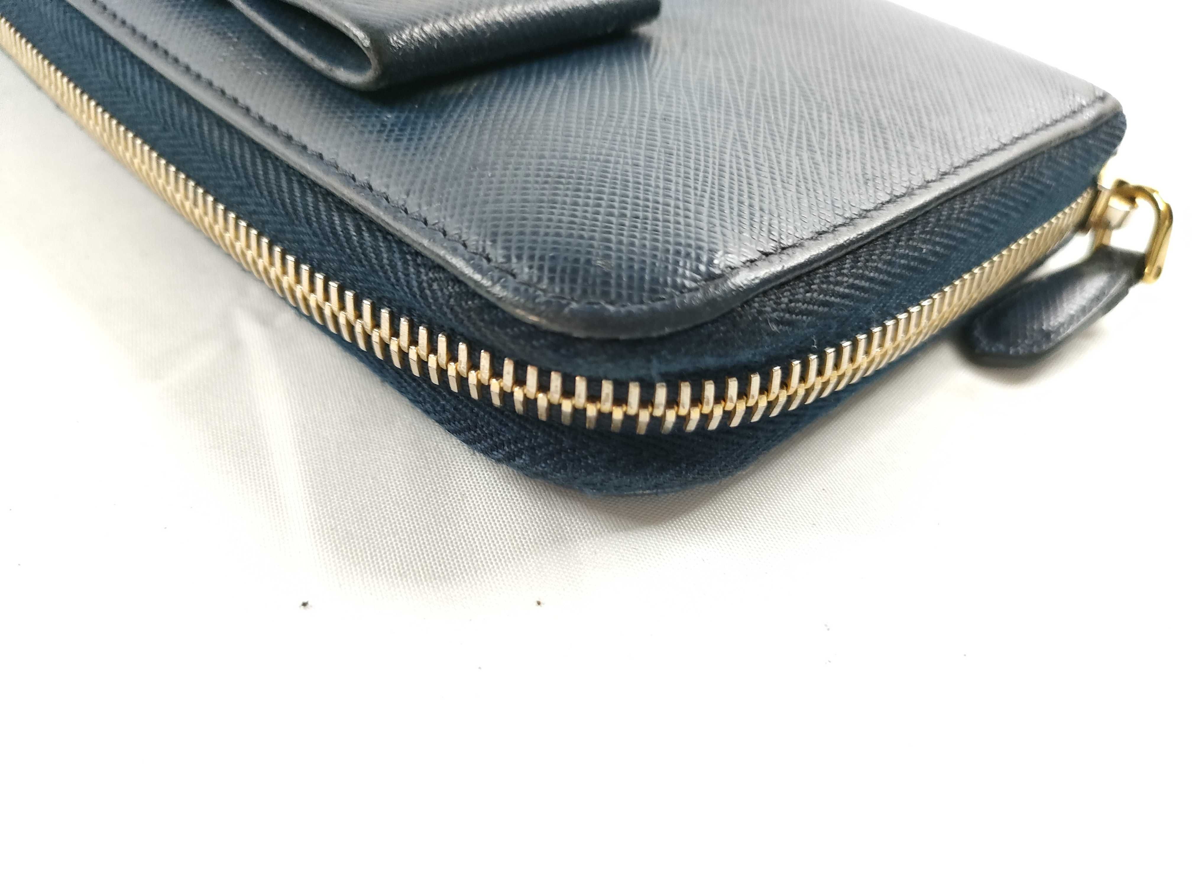Saffiano Round Zip Wallet Blue Ribbon Wallet — view 4