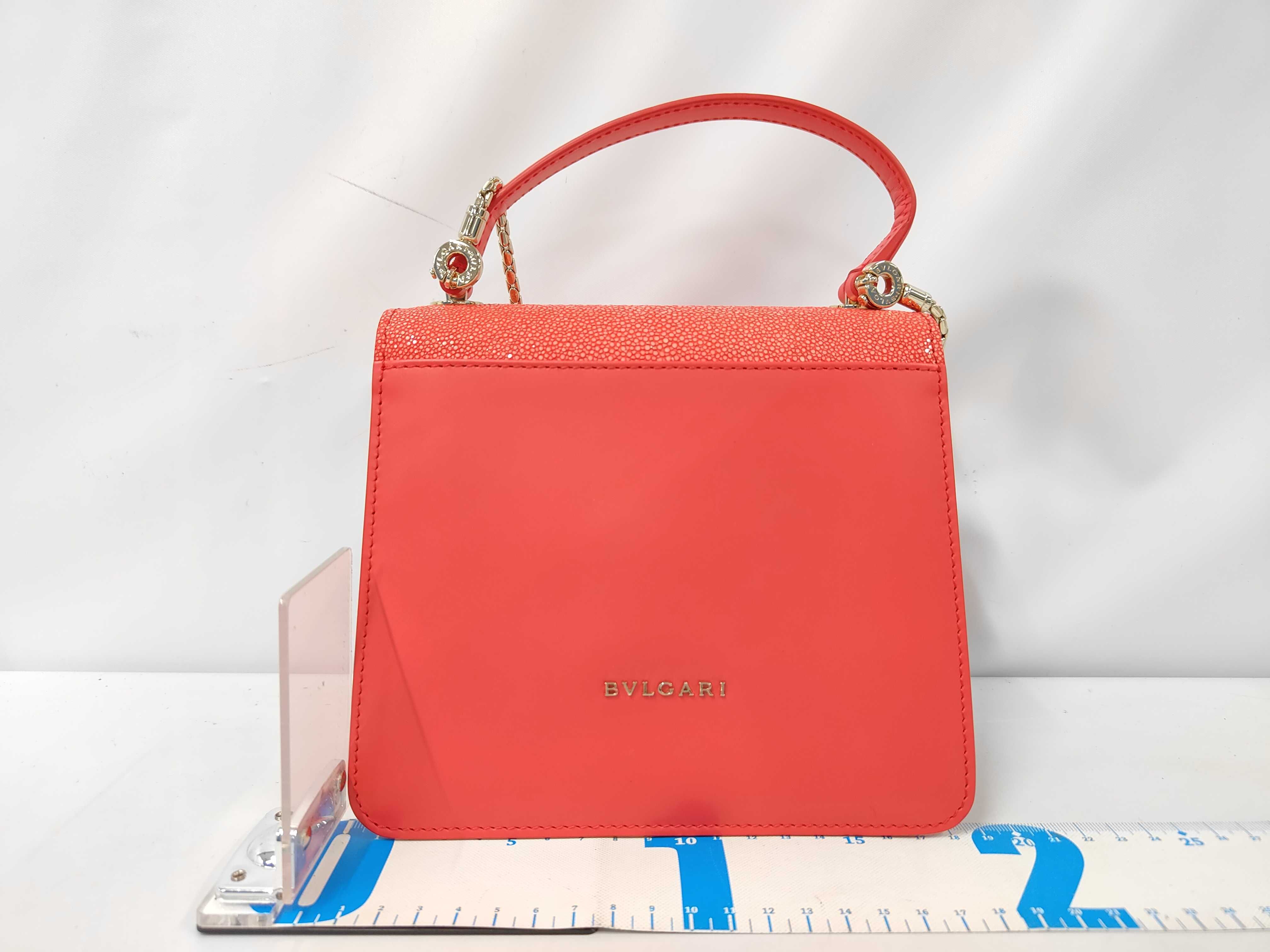Serpenti 2-Way Handbag, Stingray Leather, Red, Bulgari Handbag — view 2