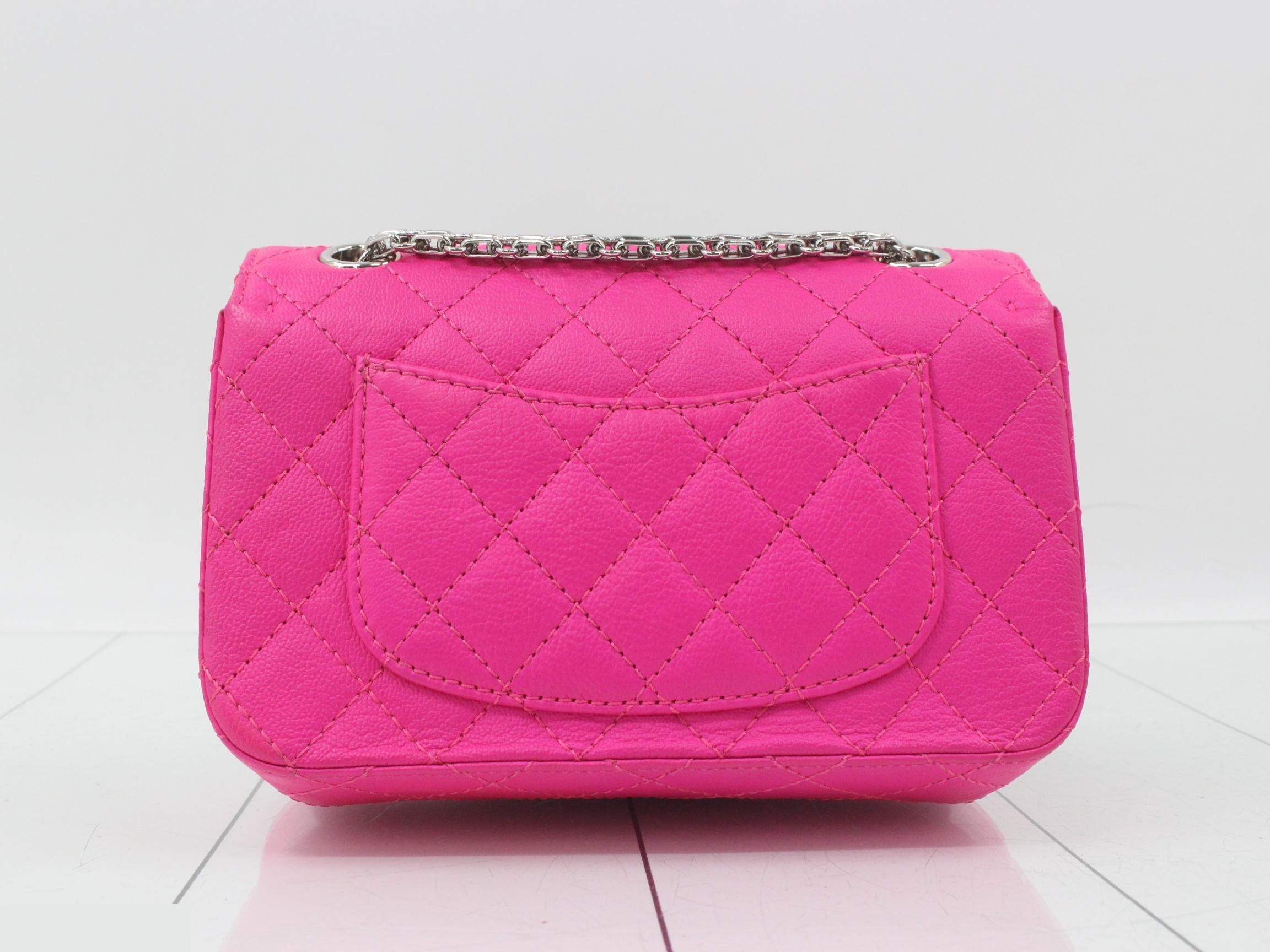 2.55 Leather Double Chain Shoulder Bag, Pink — view 2