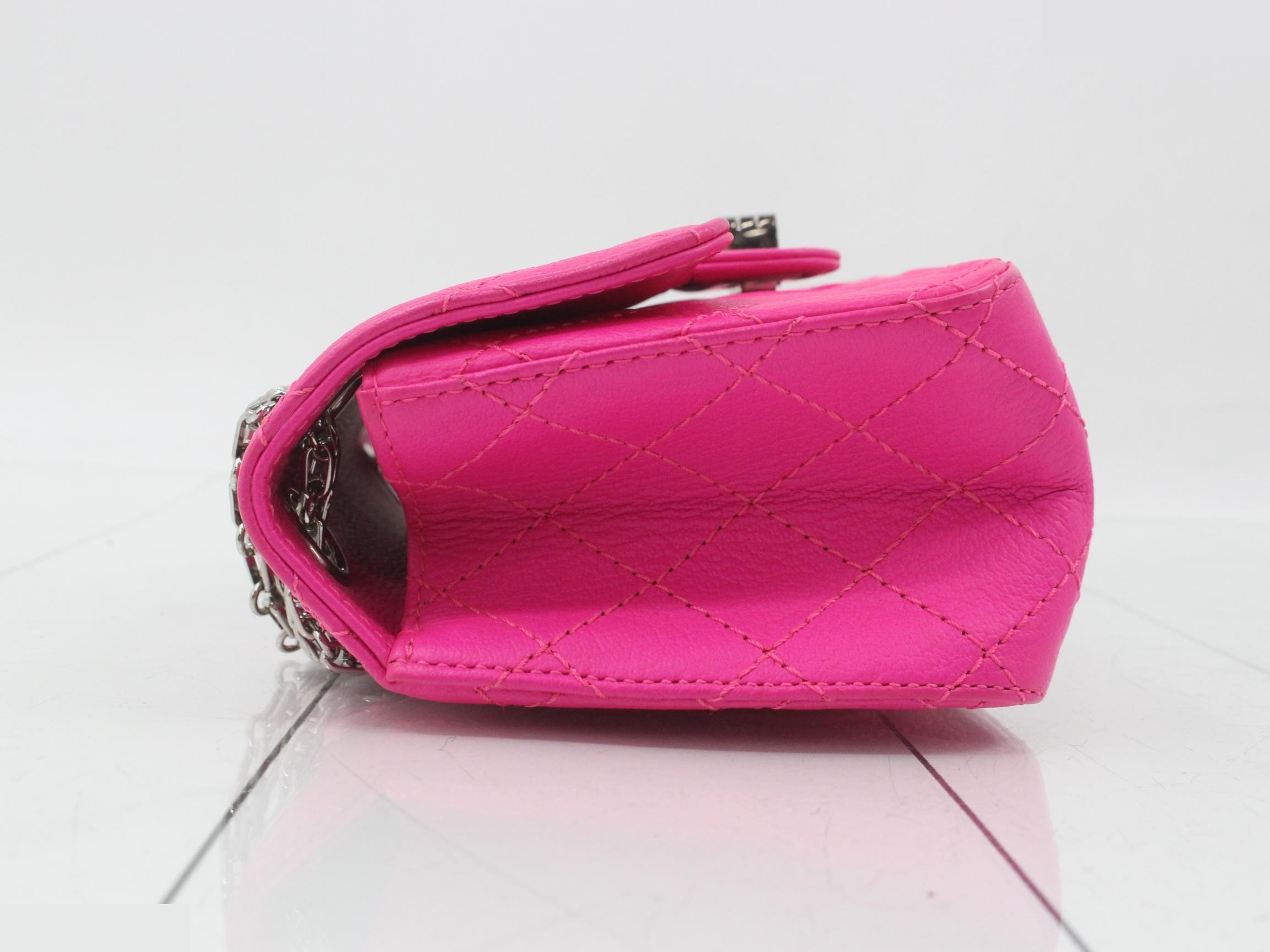 2.55 Leather Double Chain Shoulder Bag, Pink — view 4