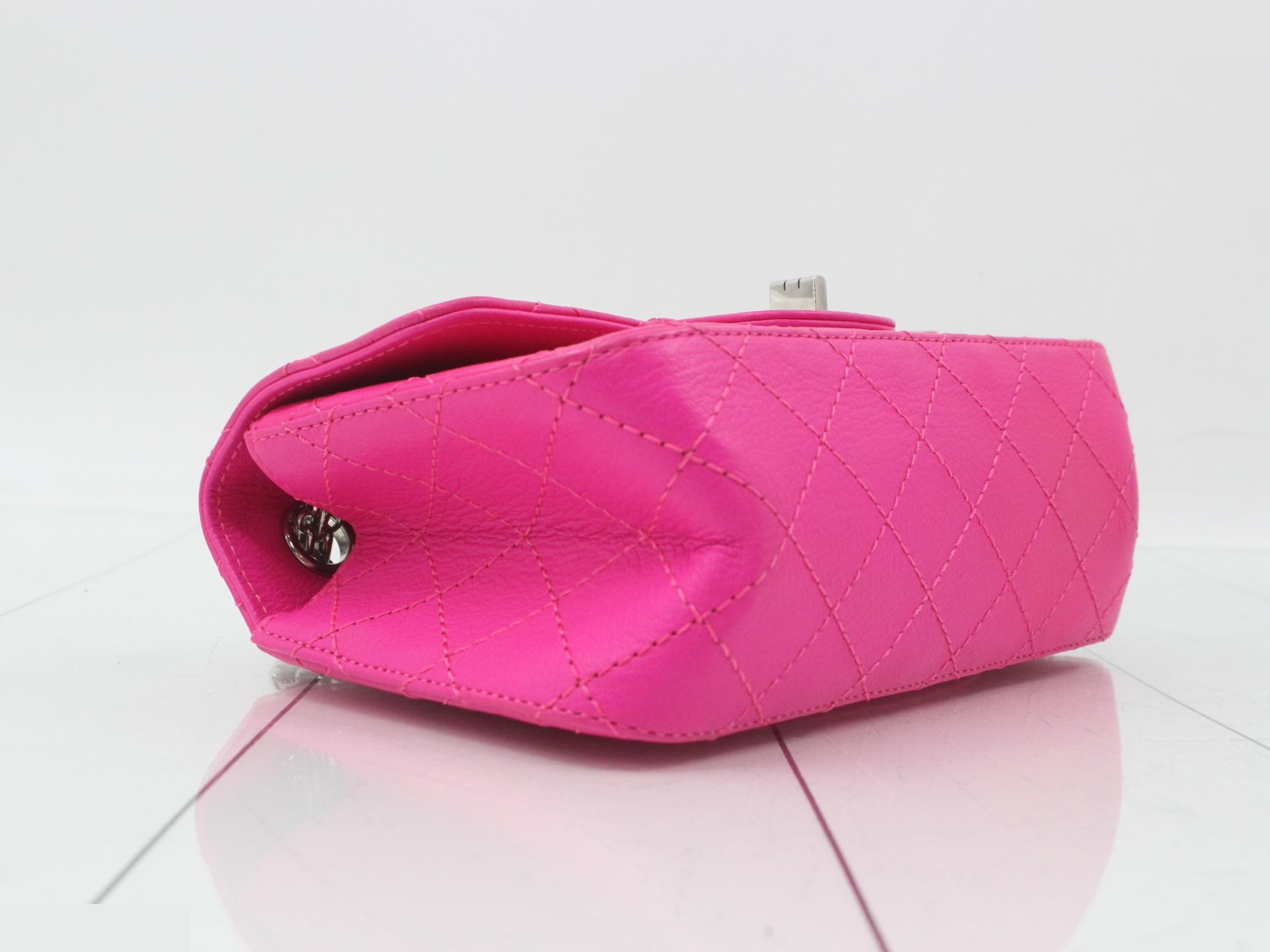 2.55 Leather Double Chain Shoulder Bag, Pink — view 5