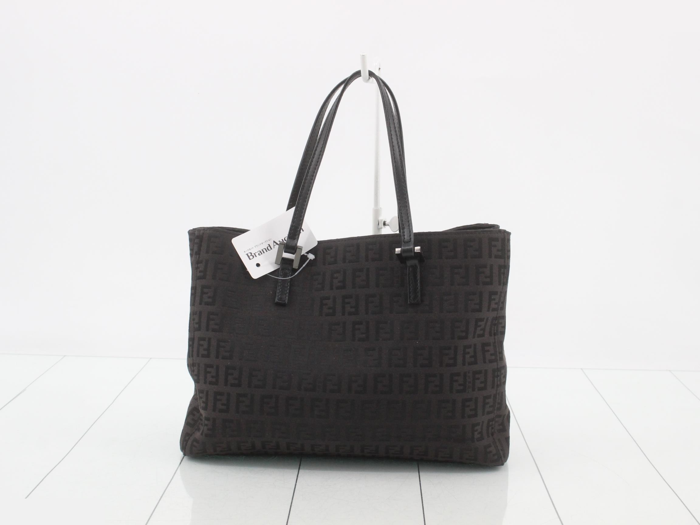 Zucchino Tote Bag, Canvas/Leather, Brown — view 2