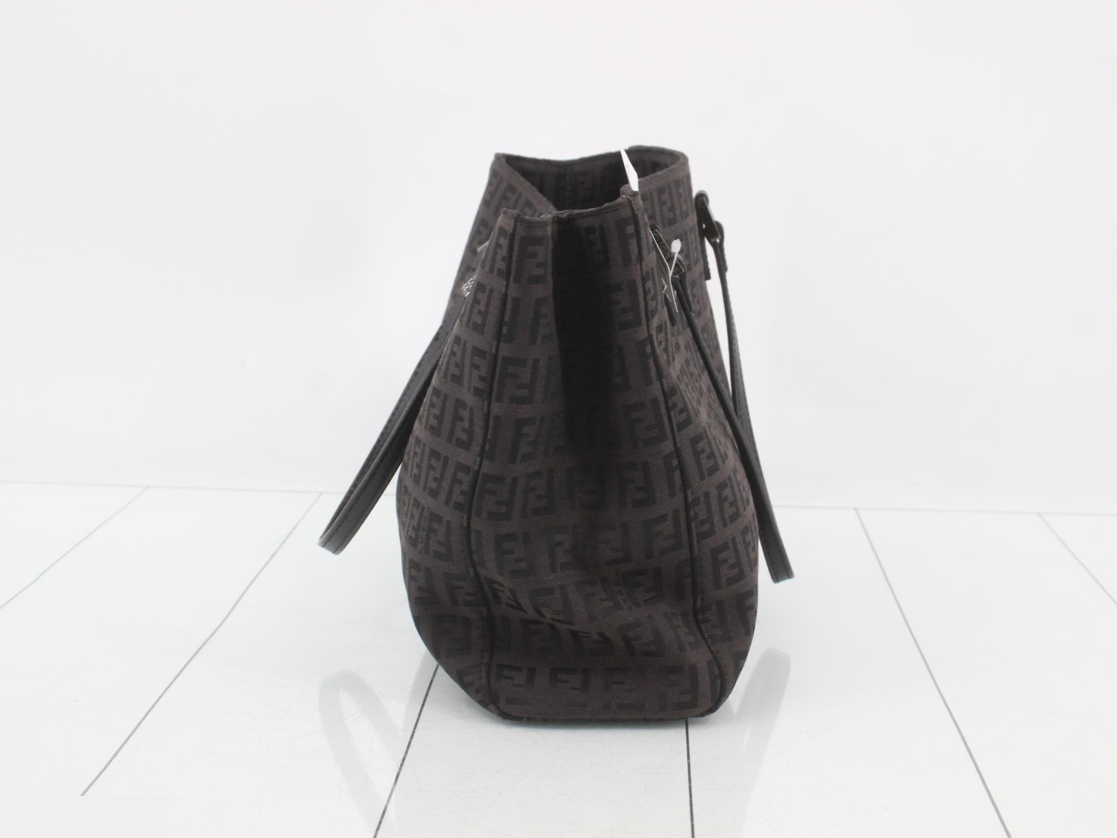 Zucchino Tote Bag, Canvas/Leather, Brown — view 3