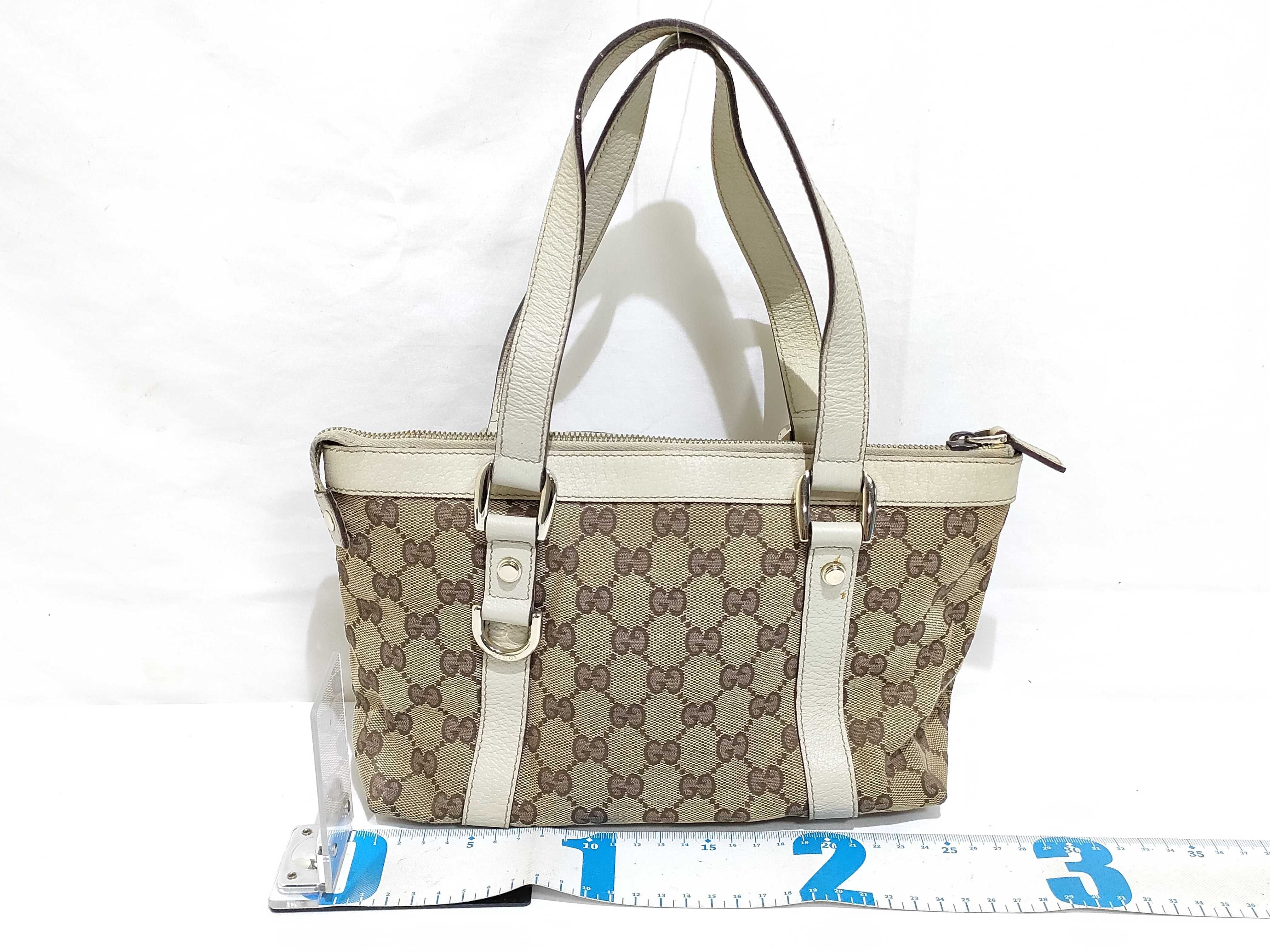 GG Canvas HK-141471 001354 GG Canvas x Leather Handbag Beige Tote Bag — view 2