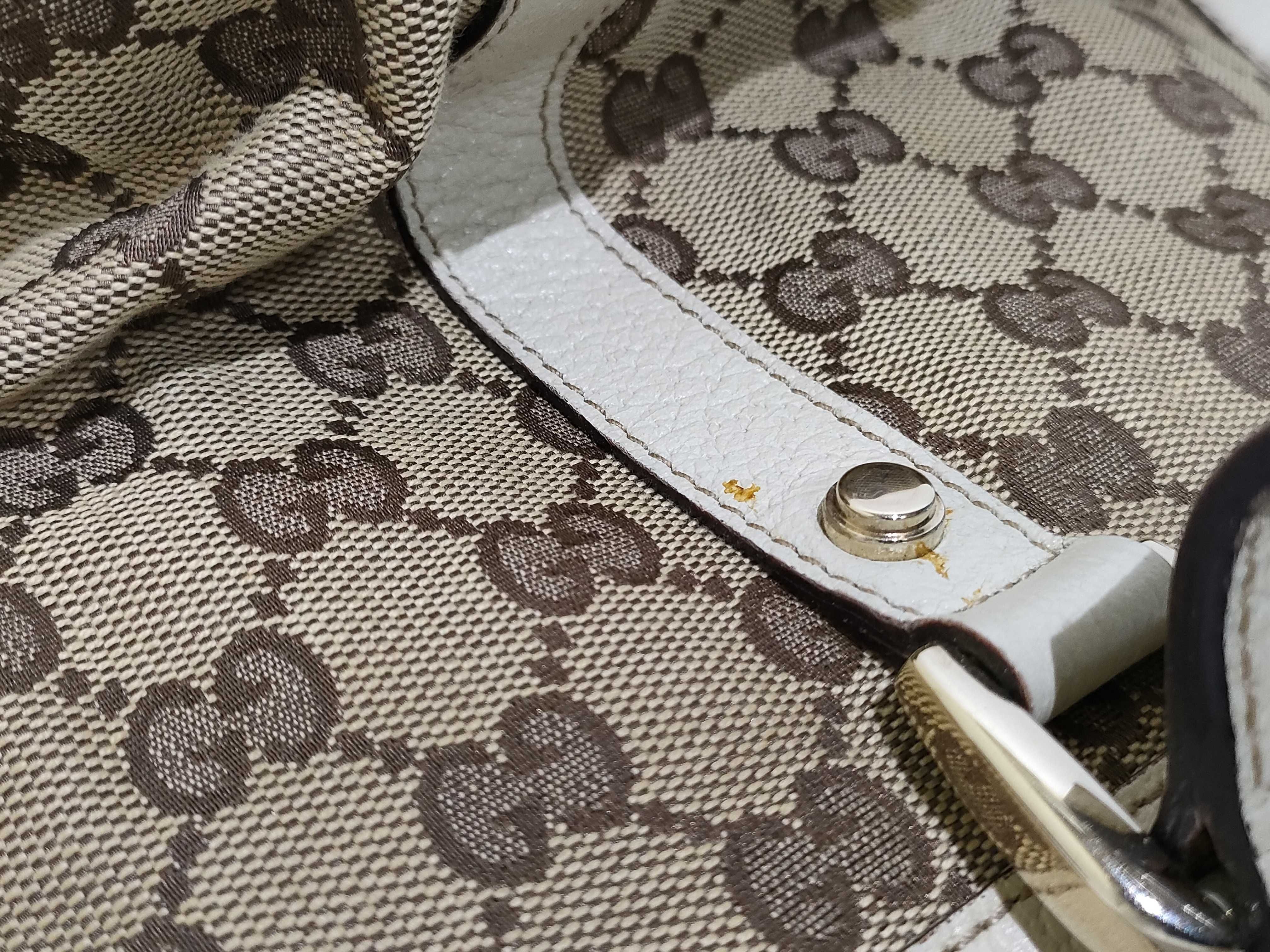 GG Canvas HK-141471 001354 GG Canvas x Leather Handbag Beige Tote Bag — view 15