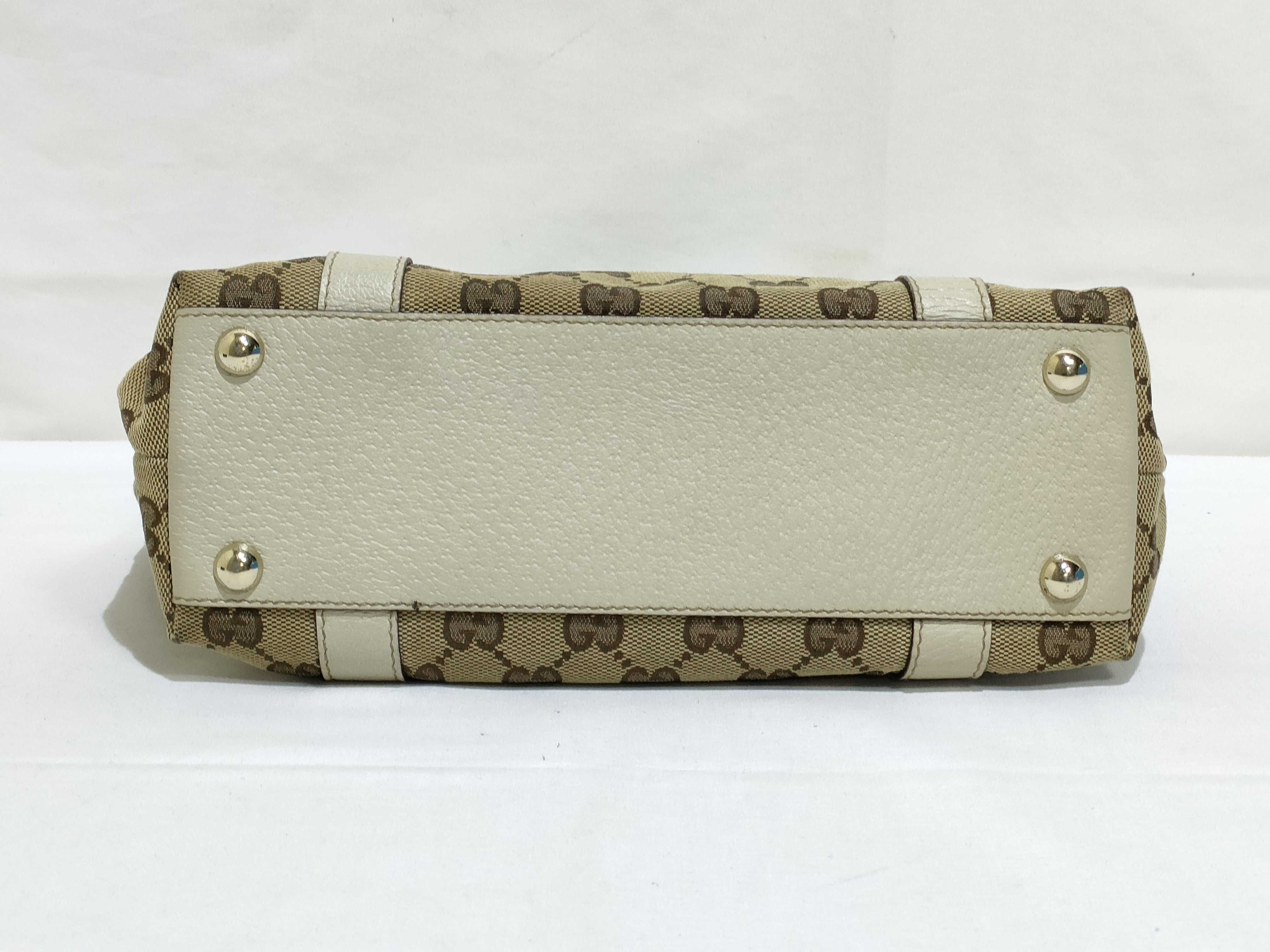 GG Canvas HK-141471 001354 GG Canvas x Leather Handbag Beige Tote Bag — view 7