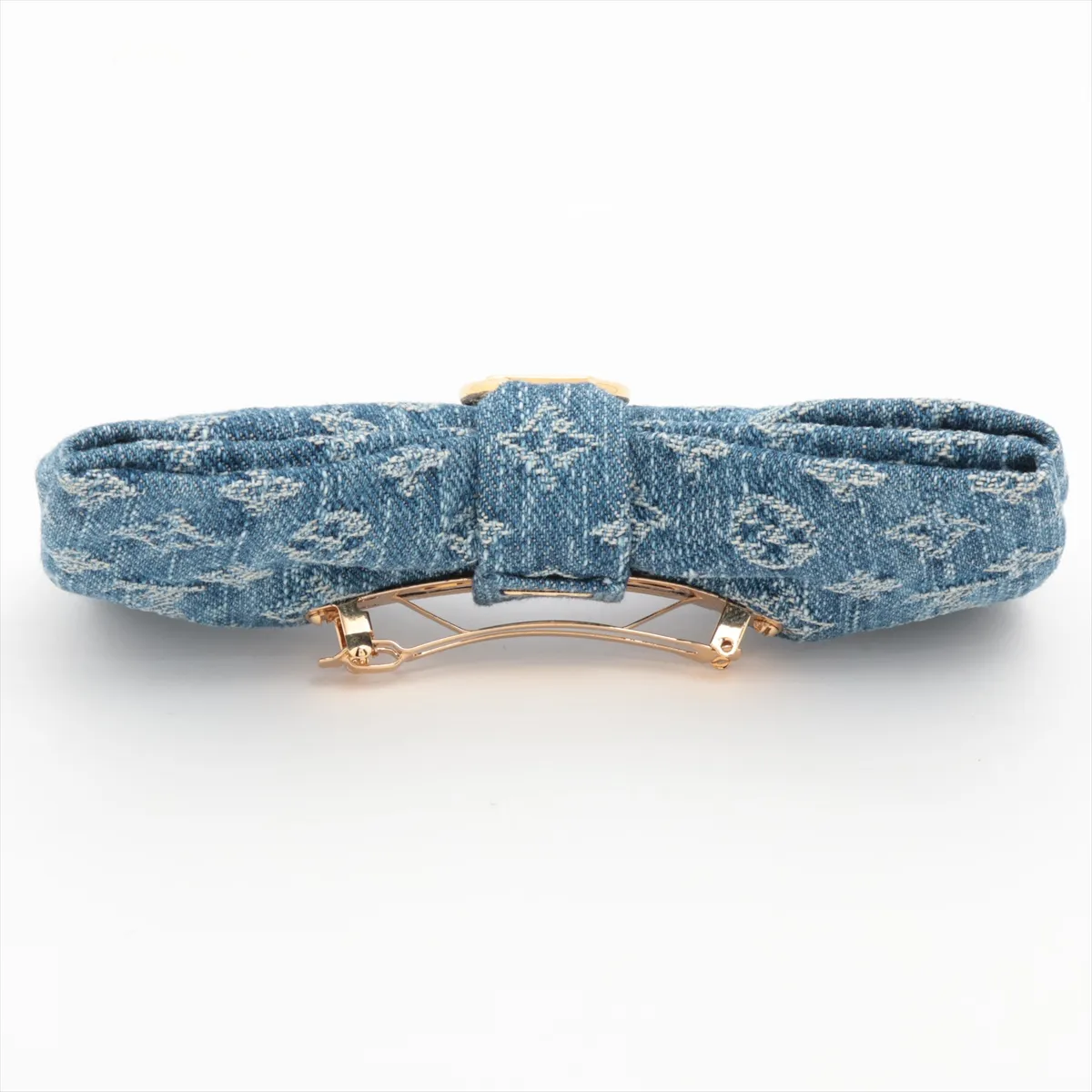 Monogram Denim GK5204 Barrette, Cotton, Blue, — view 2