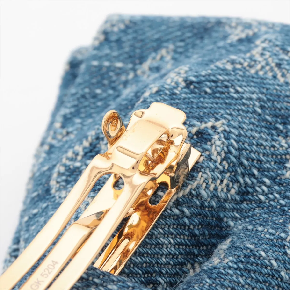 Monogram Denim GK5204 Barrette, Cotton, Blue, — view 4