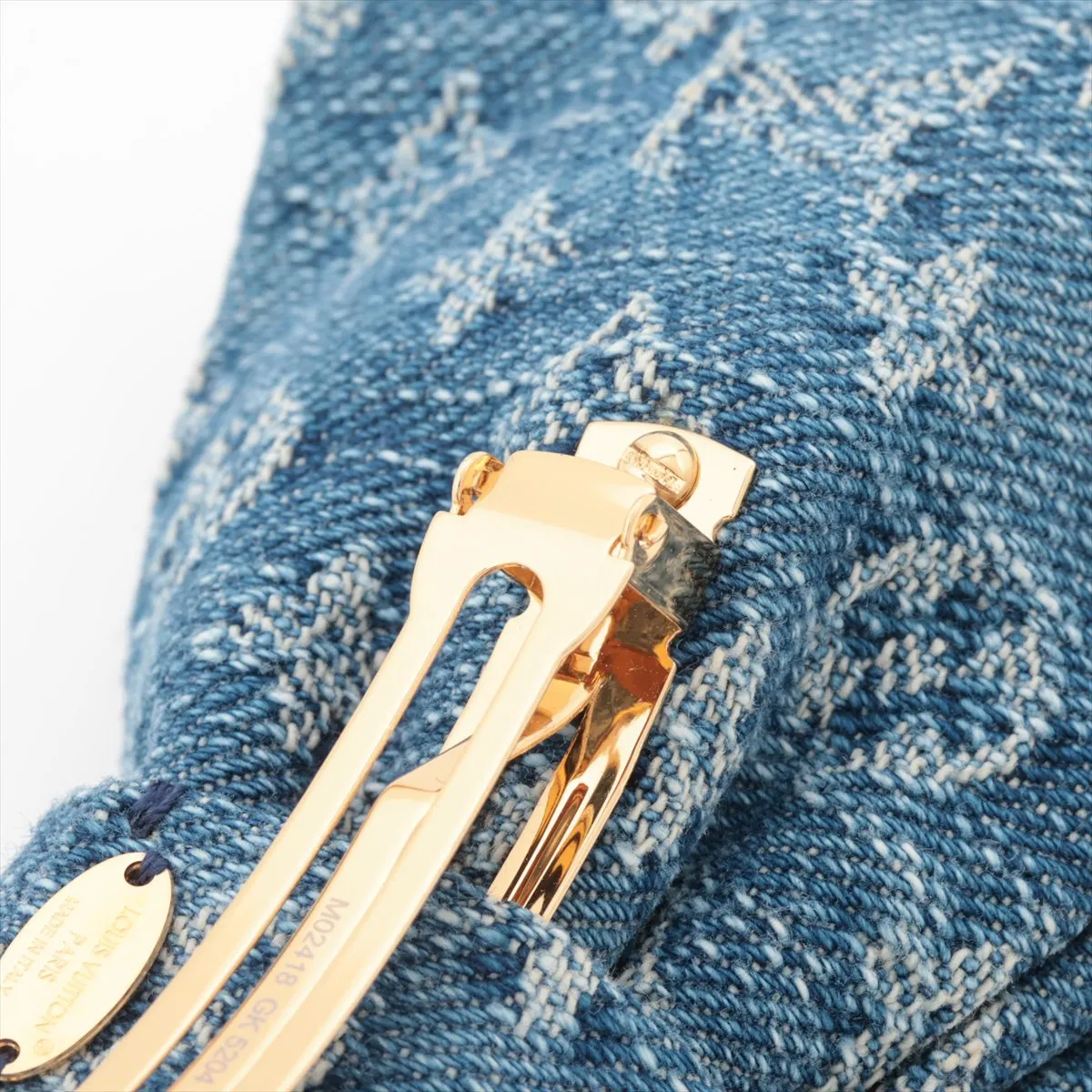 Monogram Denim GK5204 Barrette, Cotton, Blue, — view 5